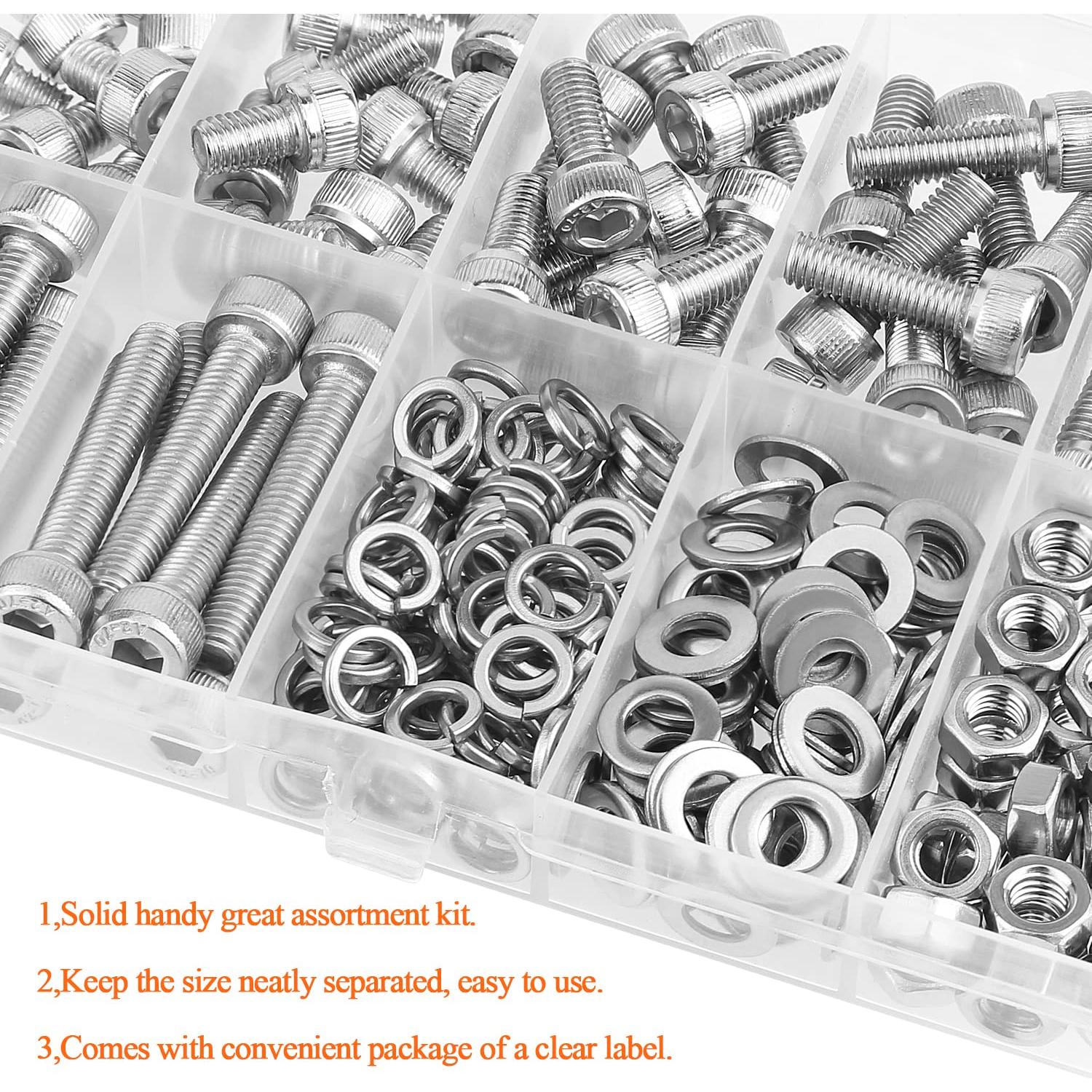 Kit 210 Piezas Tornillos M5 Acero Inoxidable 304 Hexagonal