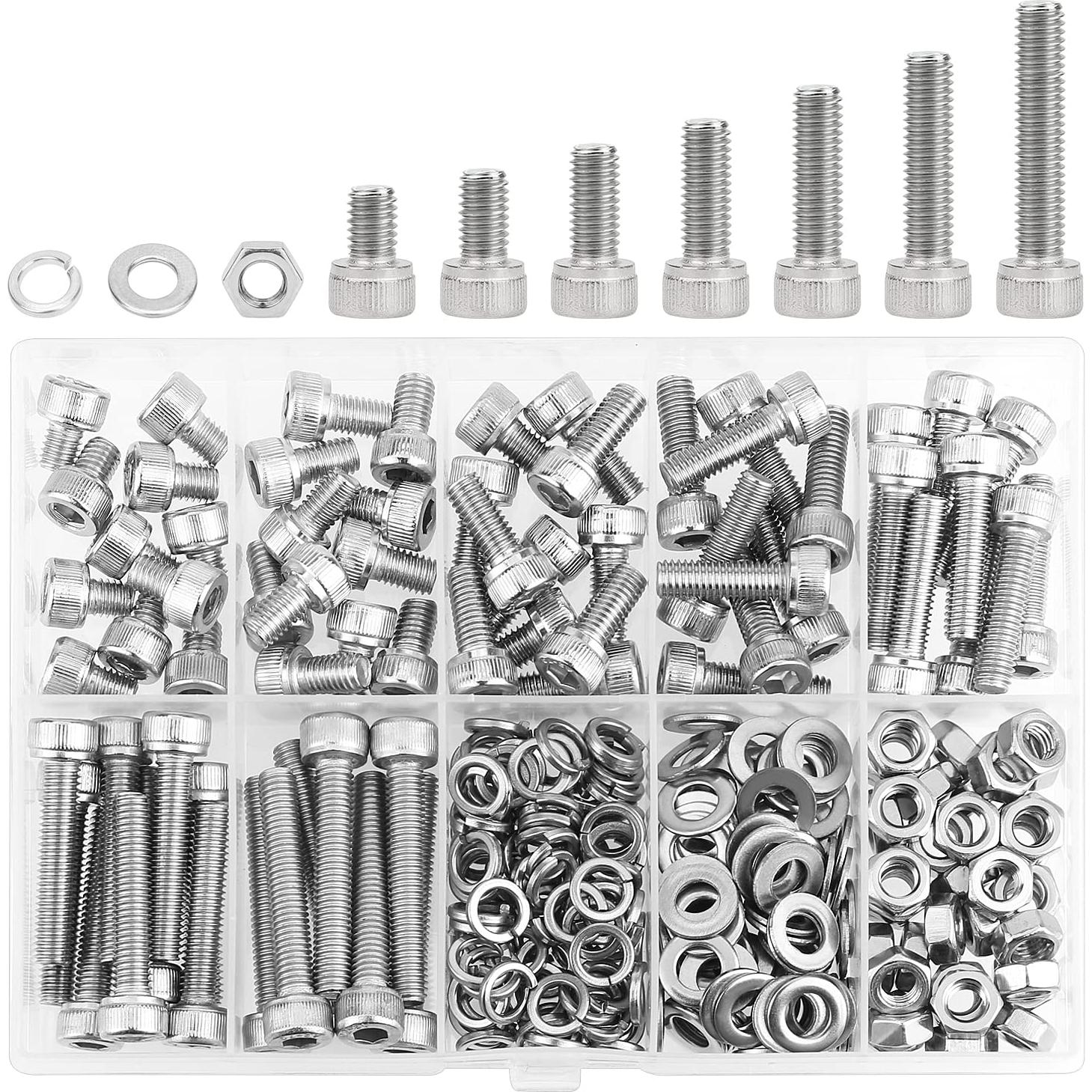 Kit 210 Piezas Tornillos M5 Acero Inoxidable 304 Hexagonal