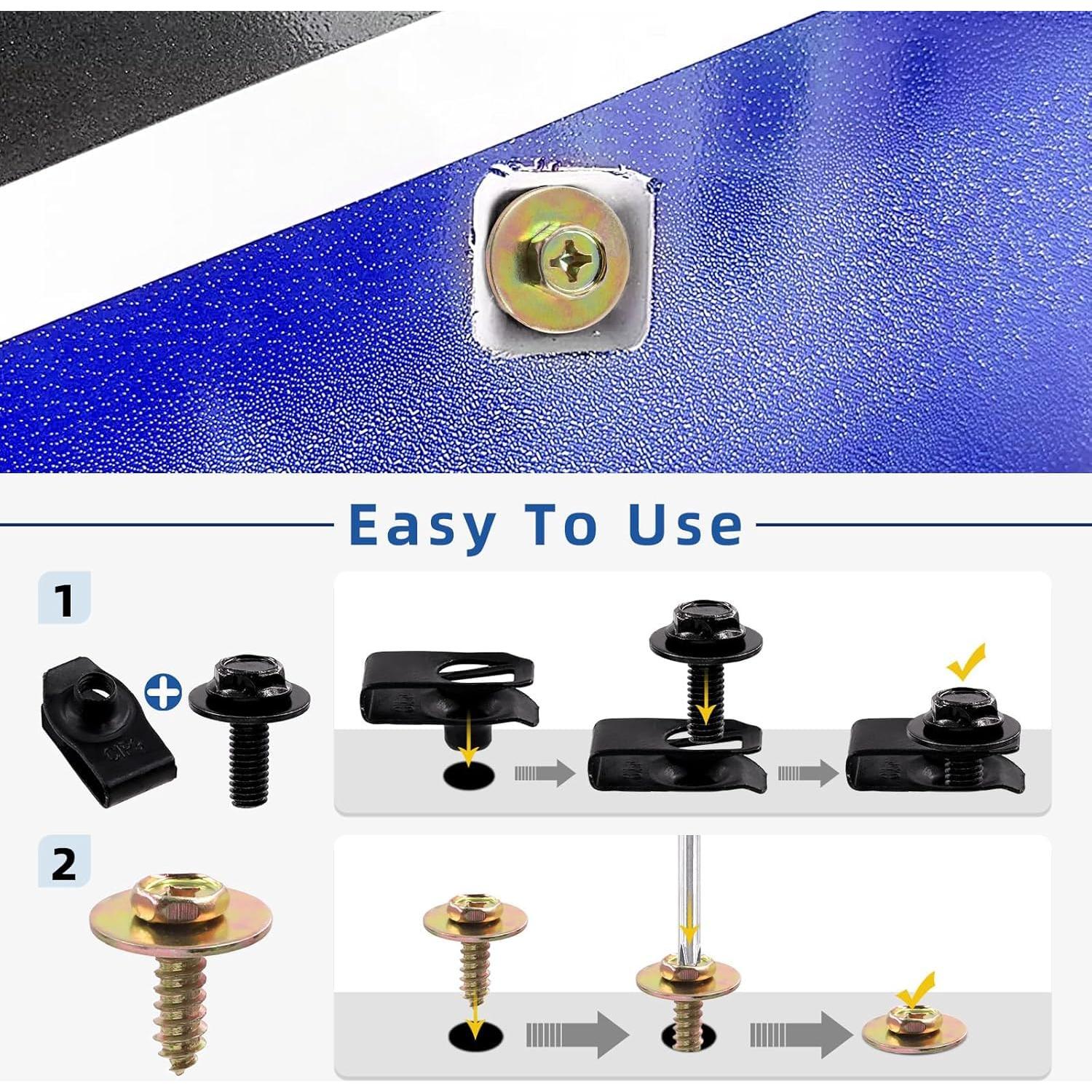 Kit de Tornillos y Clips en U GUSIRUI 64 Piezas para Auto