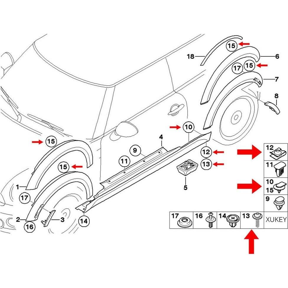 Kit de Tornillos y Clips en U GUSIRUI 64 Piezas para Auto