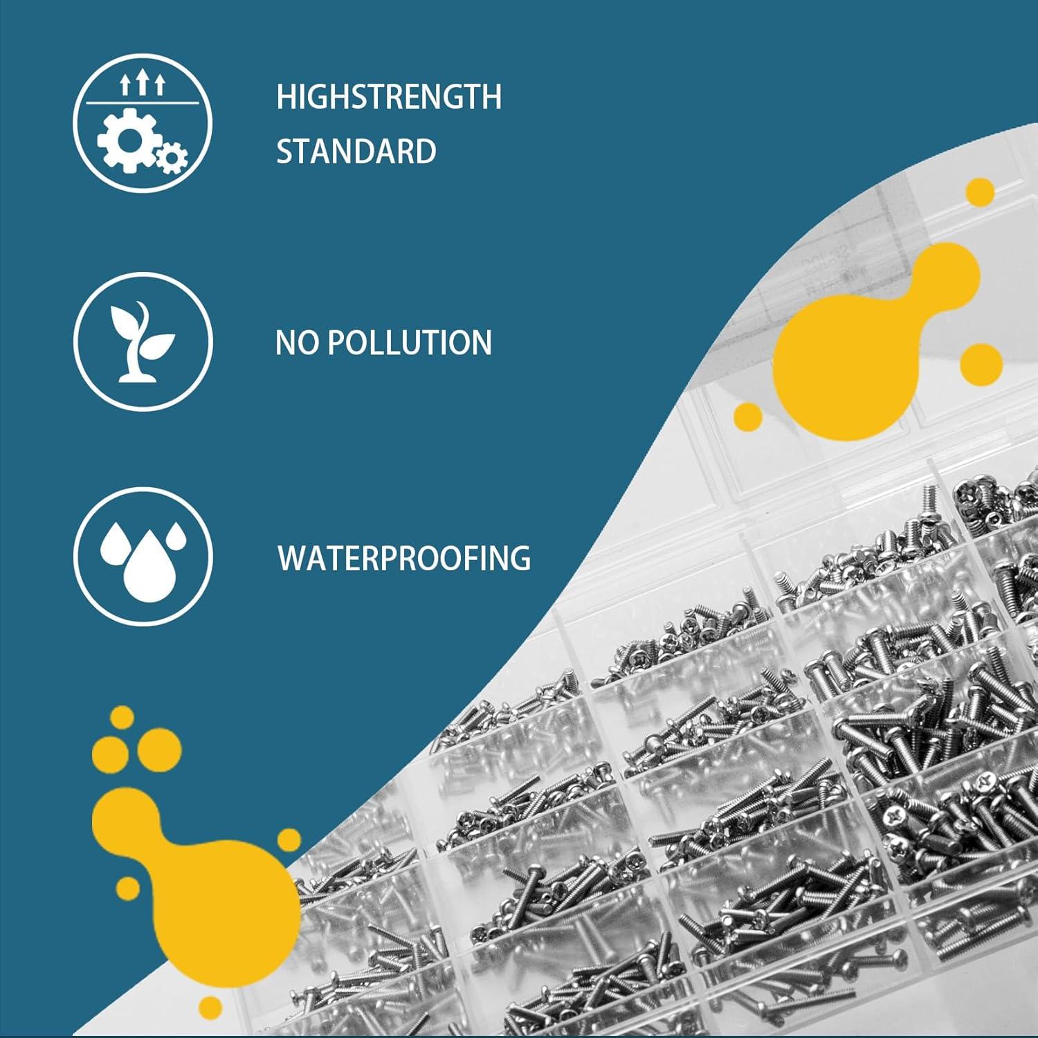 Kit de 1000 Tornillos Pequeños M1.6 M1.7 M2 M2.5 M3 WSLLM