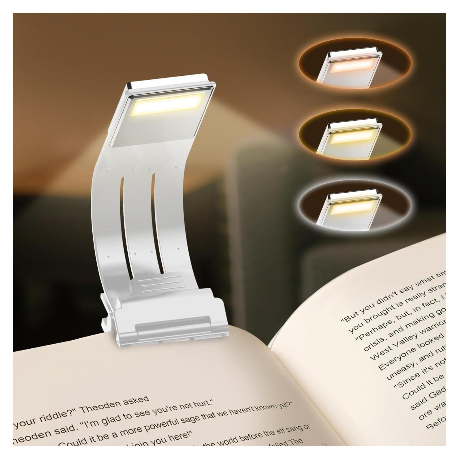 Marcador de libro con luz LED QDPKPI, 3 temperaturas, recargable