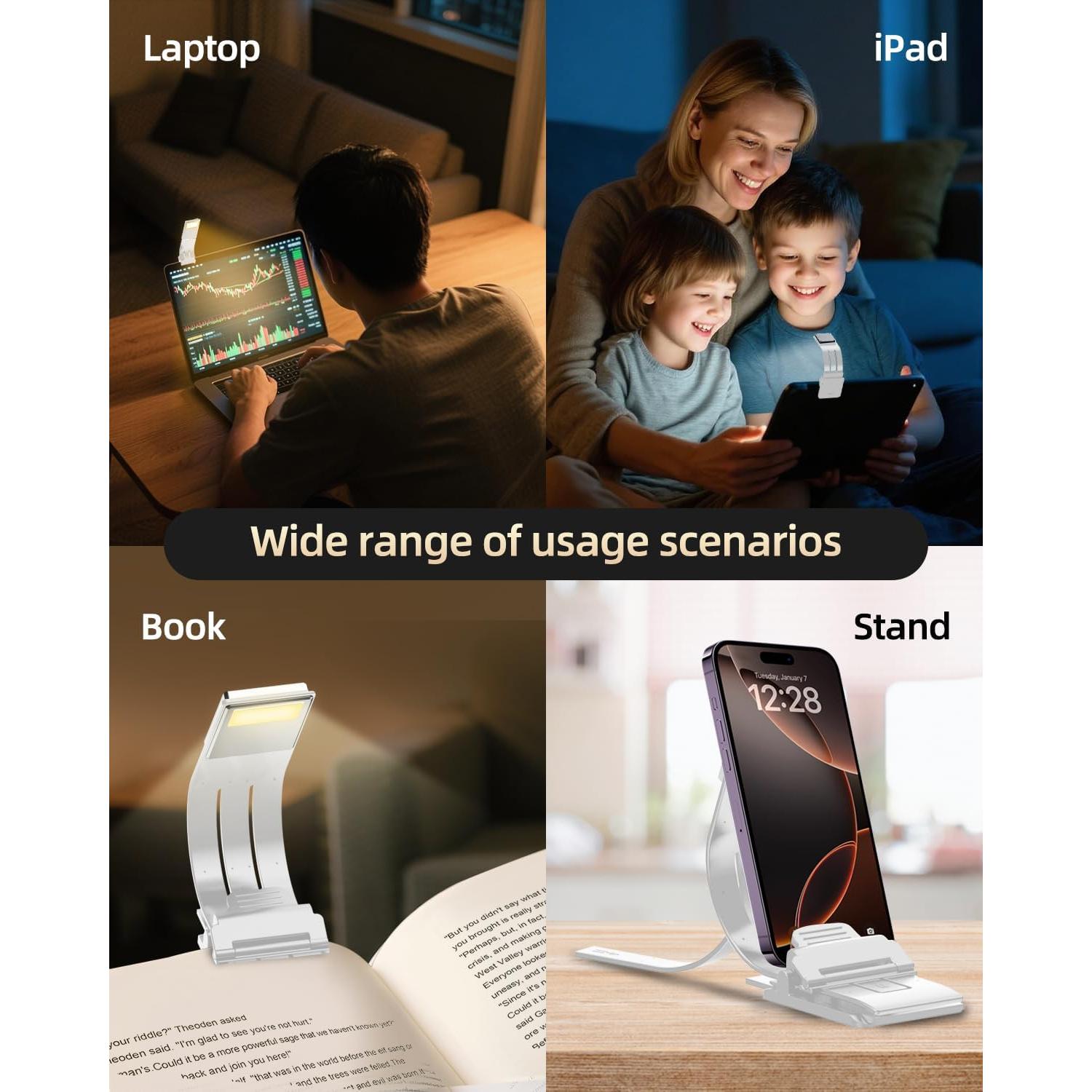 Marcador de libro con luz LED QDPKPI, 3 temperaturas, recargable
