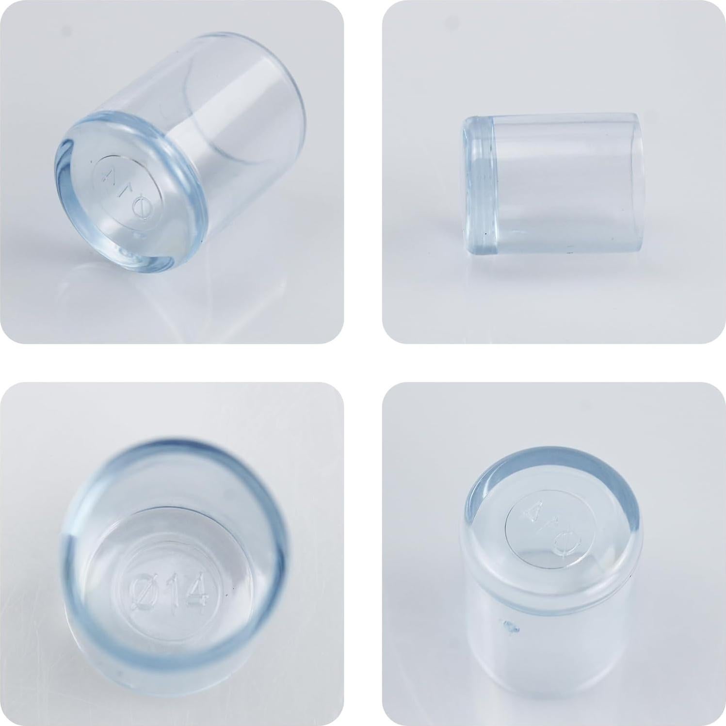 16 Tapones Transparentes de Silicona para Patas de Sillas 14mm