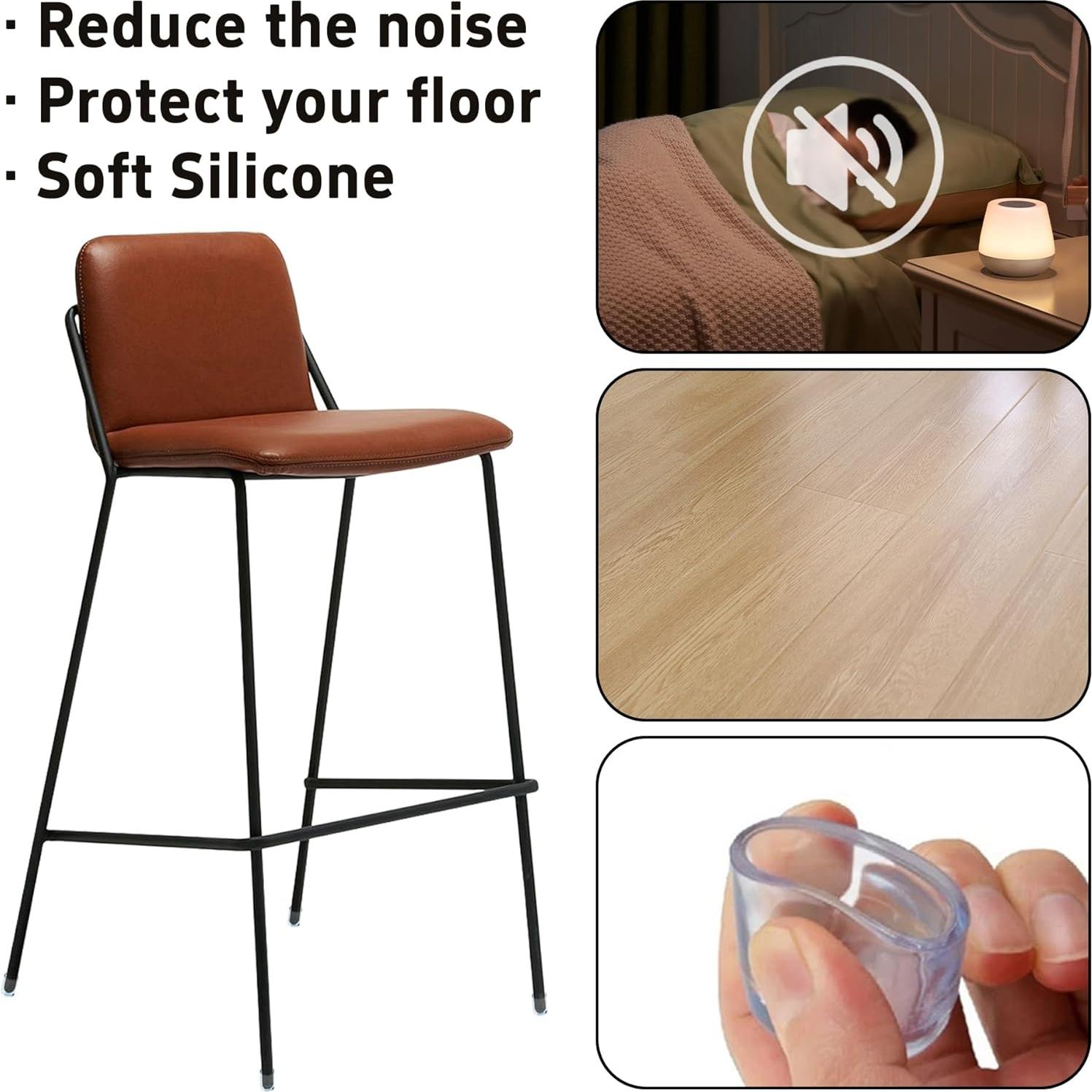 16 Tapones Transparentes de Silicona para Patas de Sillas 14mm