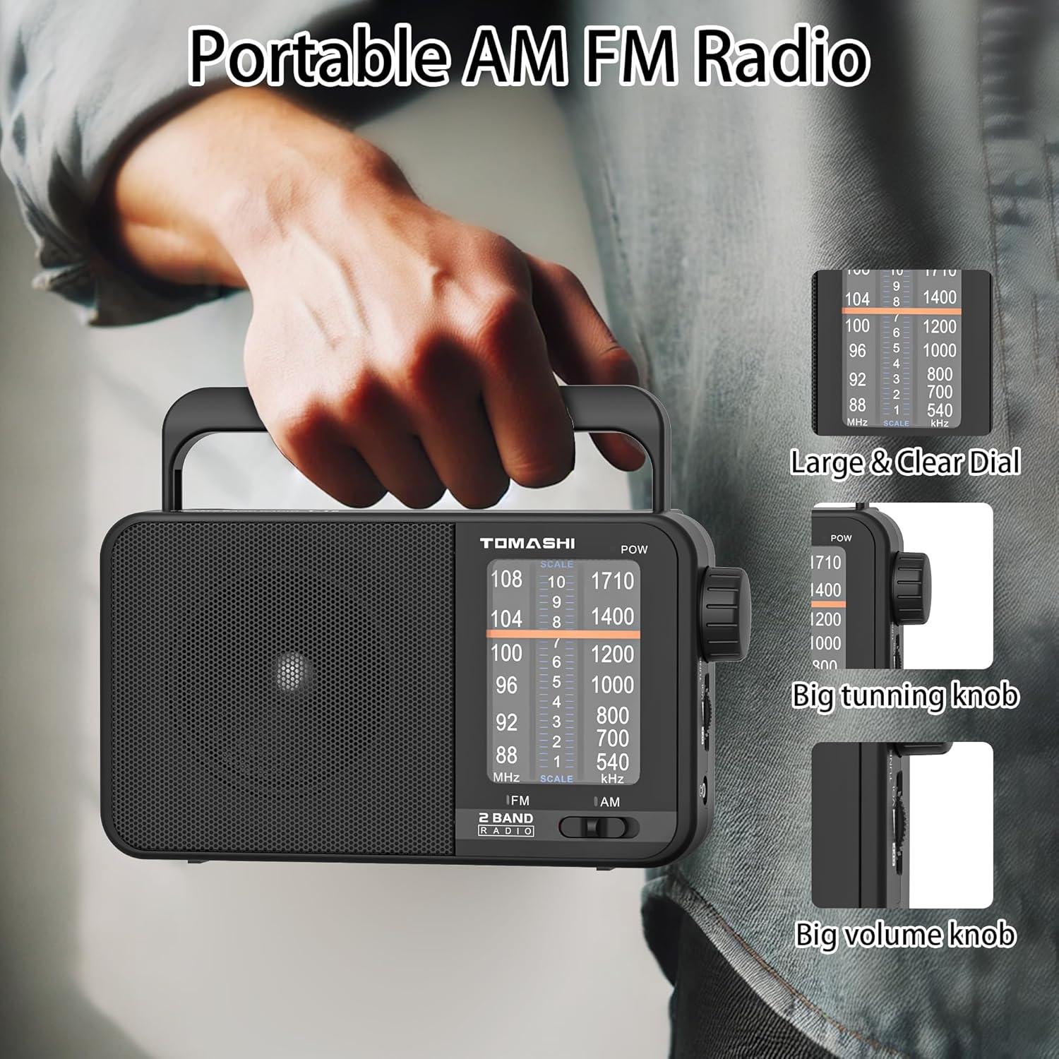 Radio Portátil AM FM TOMASHI T-15 con Altavoz 3.5"