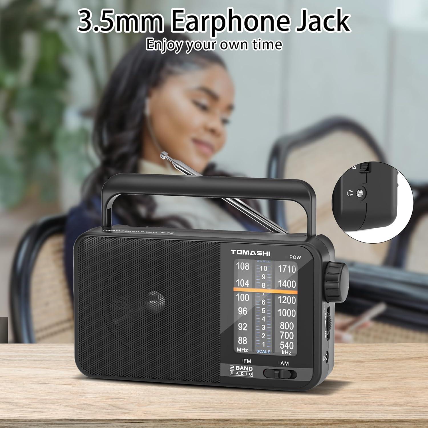 Radio Portátil AM FM TOMASHI T-15 con Altavoz 3.5"
