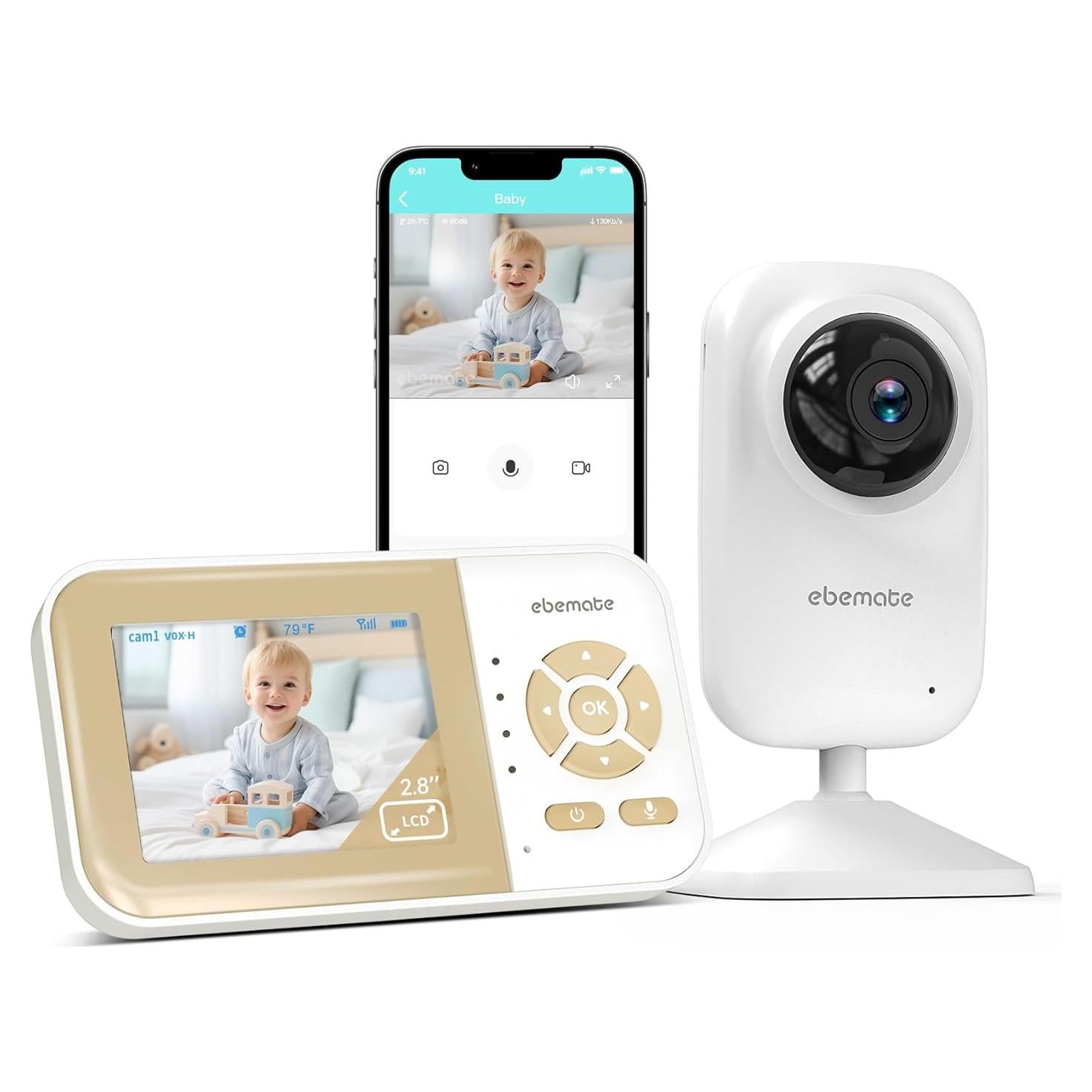 Monitor de Bebé Ebemate EB29 con Pantalla LCD 2.8" y Audio