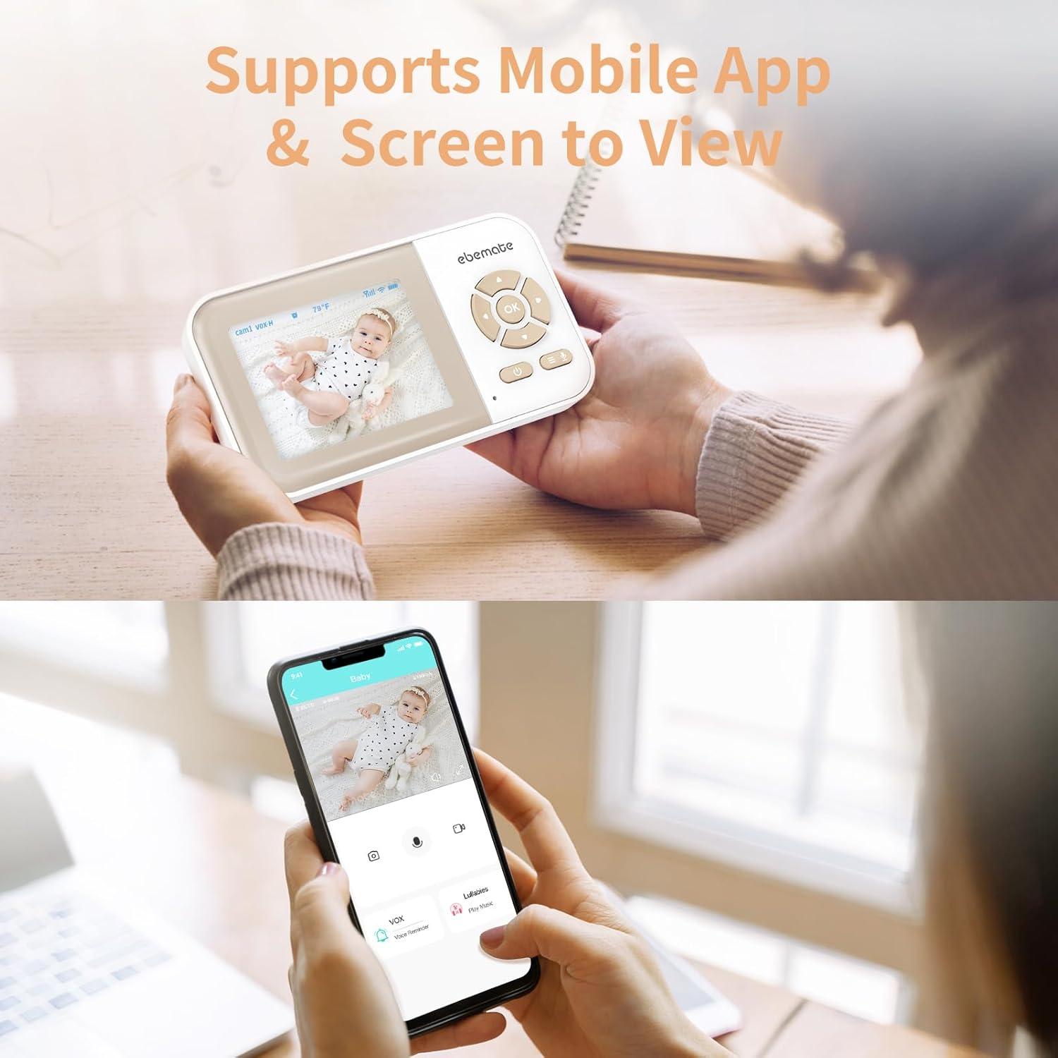 Monitor de Bebé Ebemate EB29 con Pantalla LCD 2.8" y Audio