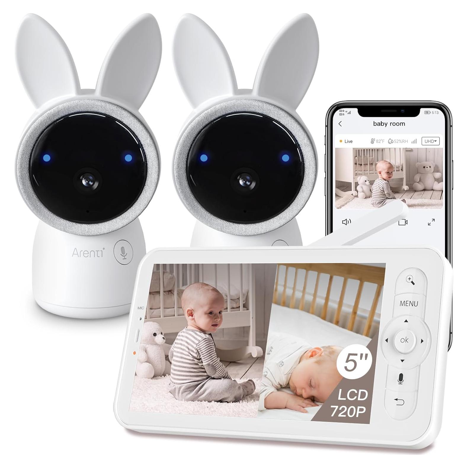 Monitor de Bebé Arenti 2 Cámaras 2K Pantalla 5" Inalámbrico