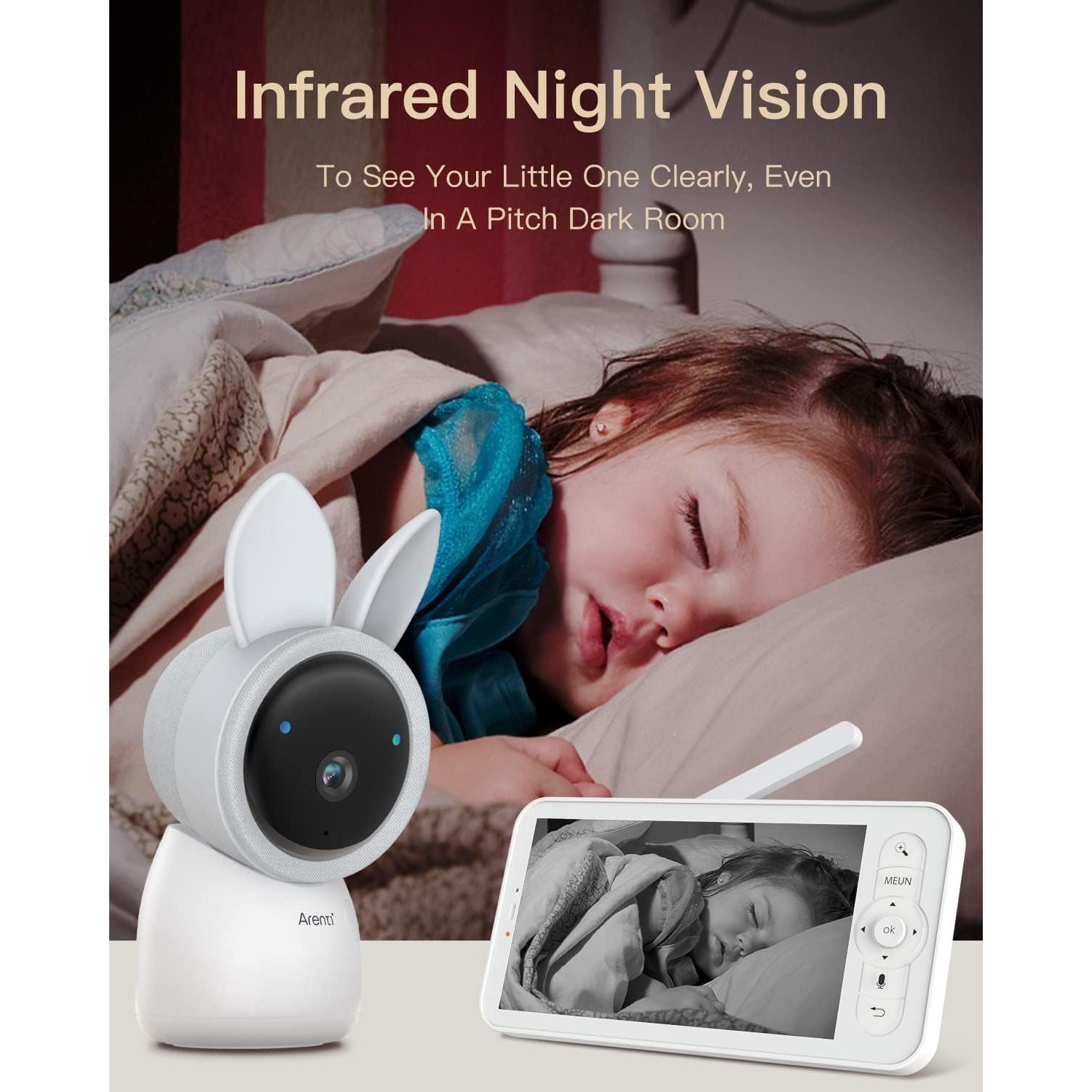 Monitor de Bebé Arenti 2 Cámaras 2K Pantalla 5" Inalámbrico