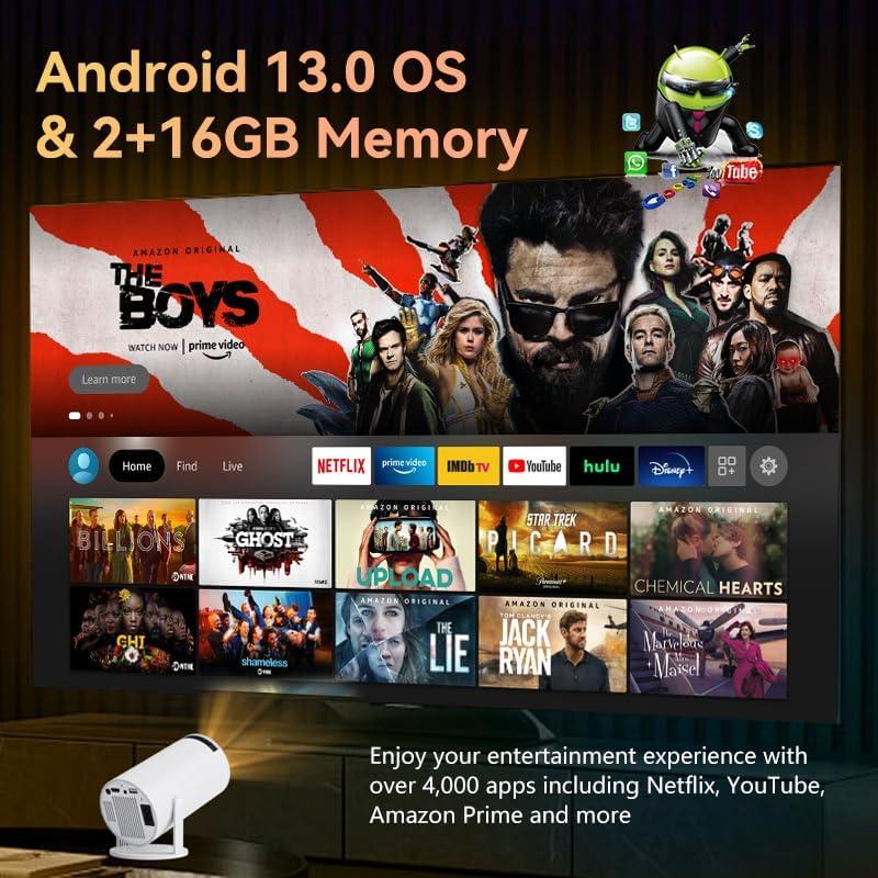 Mini Proyector LONAISCI 1080P Portátil WiFi 6 Bluetooth 5.2