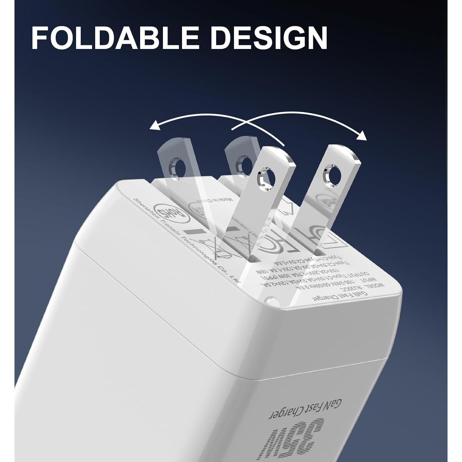 Cargador USB C 35W GaN TRYTHINK Doble Puerto Rápido