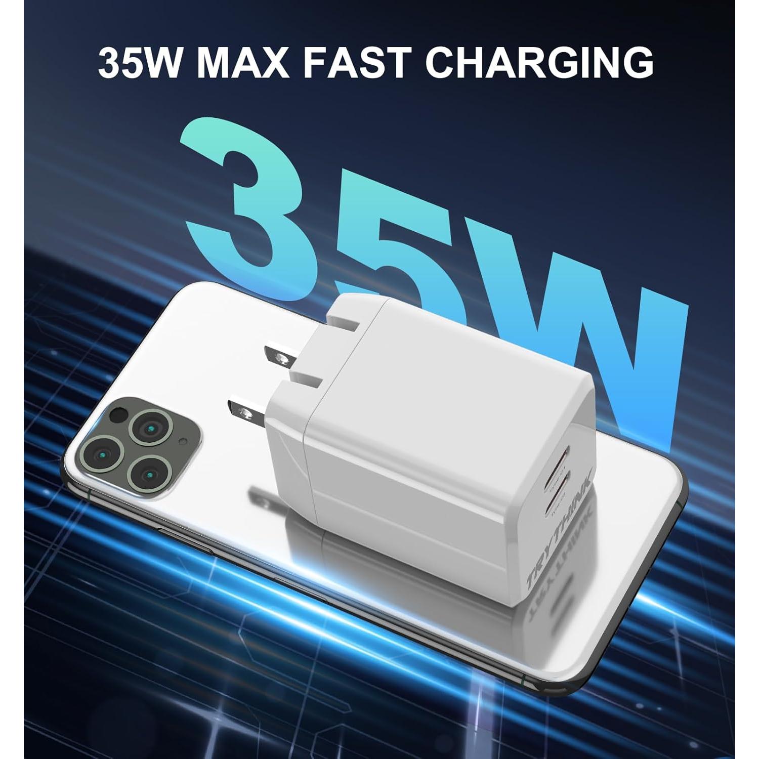 Cargador USB C 35W GaN TRYTHINK Doble Puerto Rápido