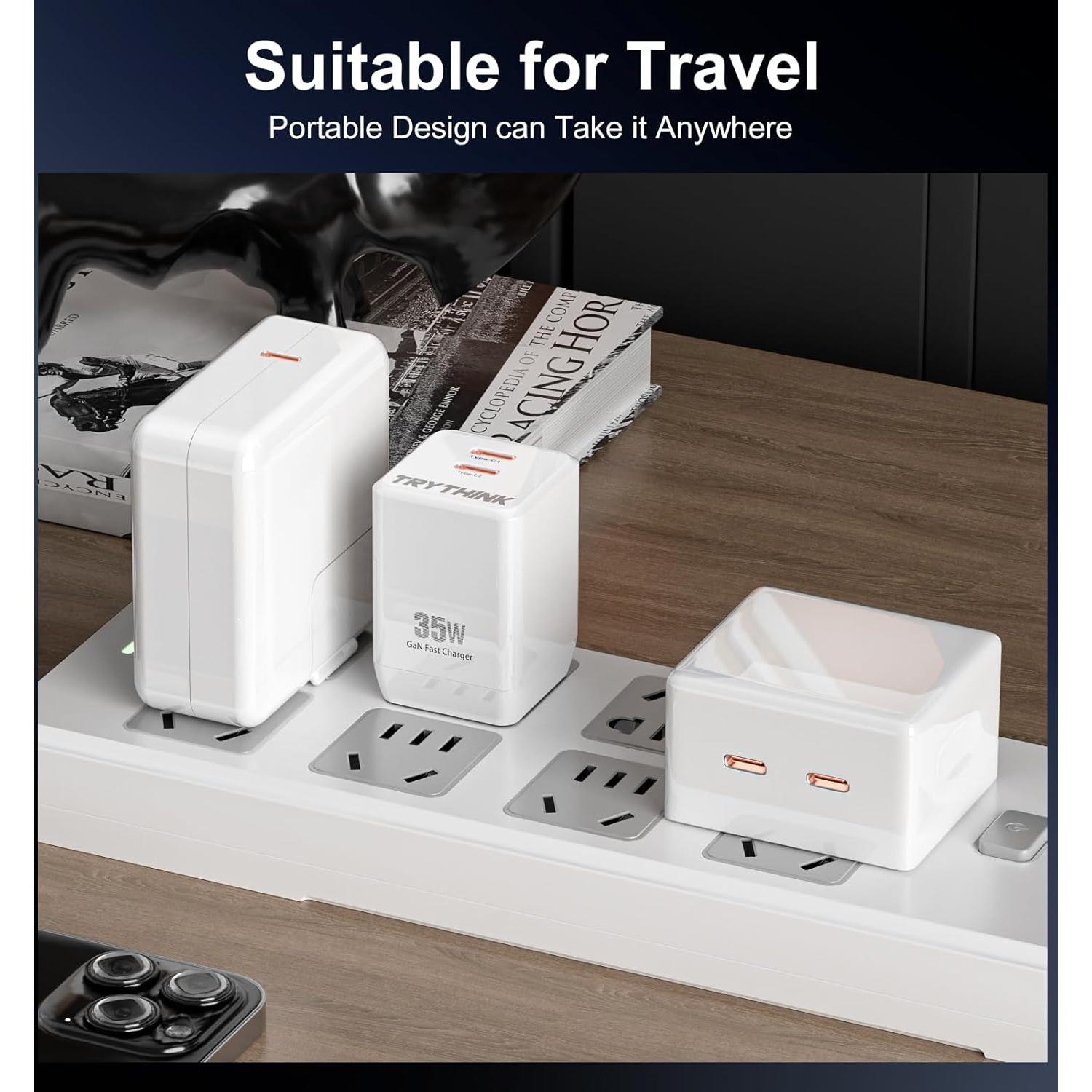 Cargador USB C 35W GaN TRYTHINK Doble Puerto Rápido