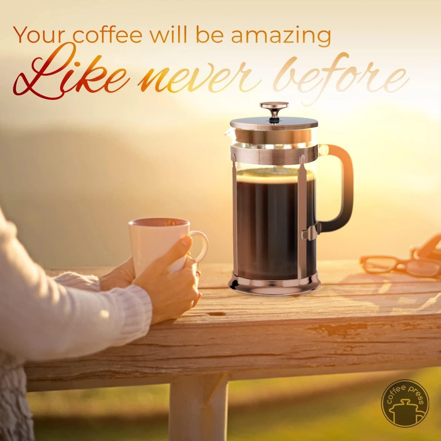 Cafetera Prensa Francesa EzDtach Acero Inoxidable 1L Cobre