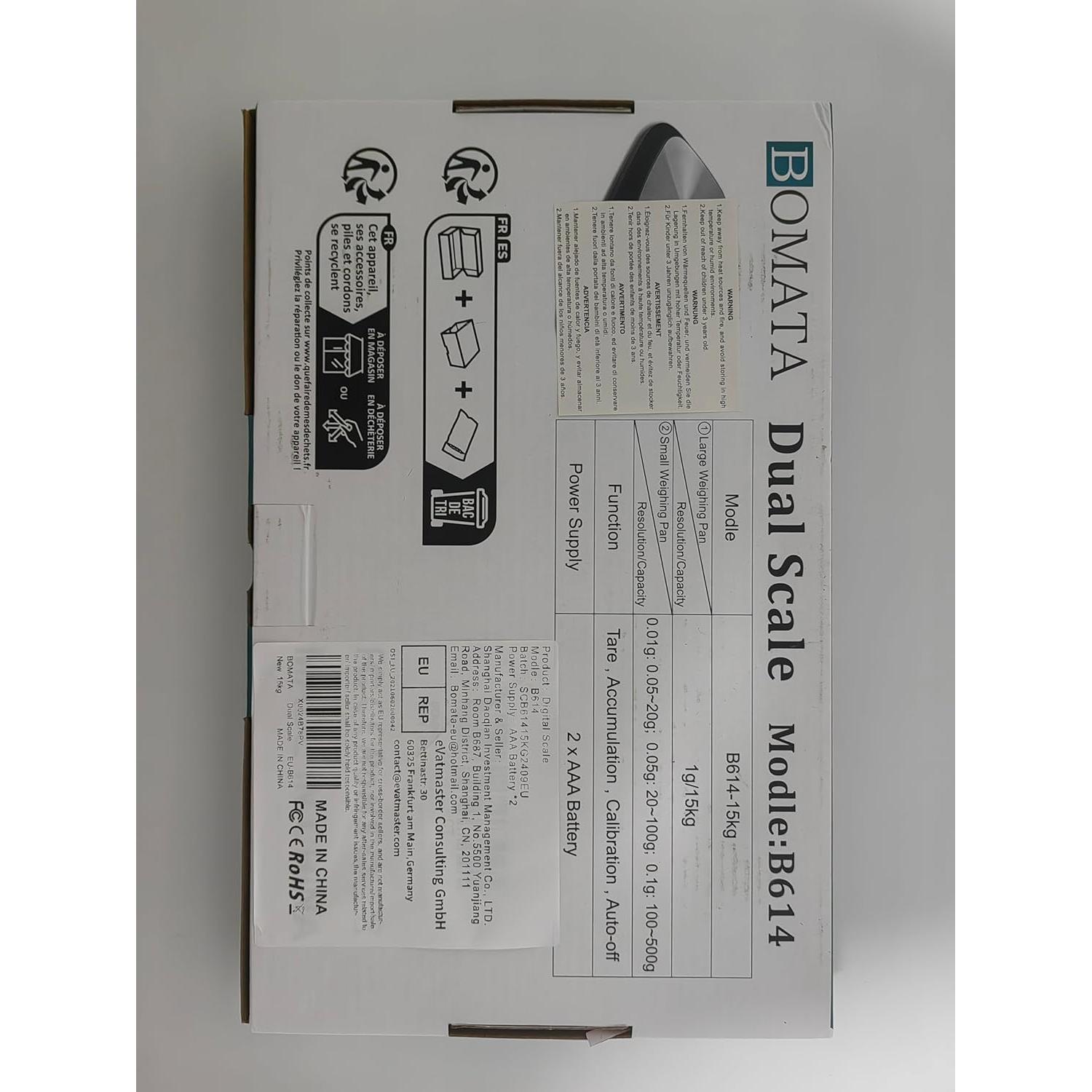 Balanza de Cocina Digital BOMATA Doble Plataforma 15kg