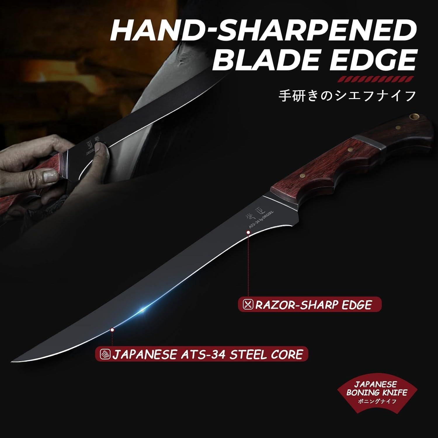 Cuchillo de Deshuesar DRGSKL 17.78 cm Acero ATS-34 Negro