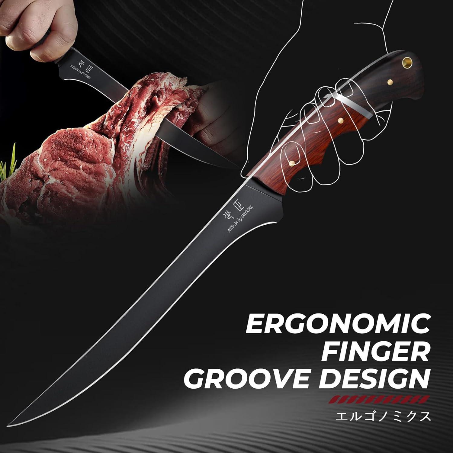 Cuchillo de Deshuesar DRGSKL 17.78 cm Acero ATS-34 Negro