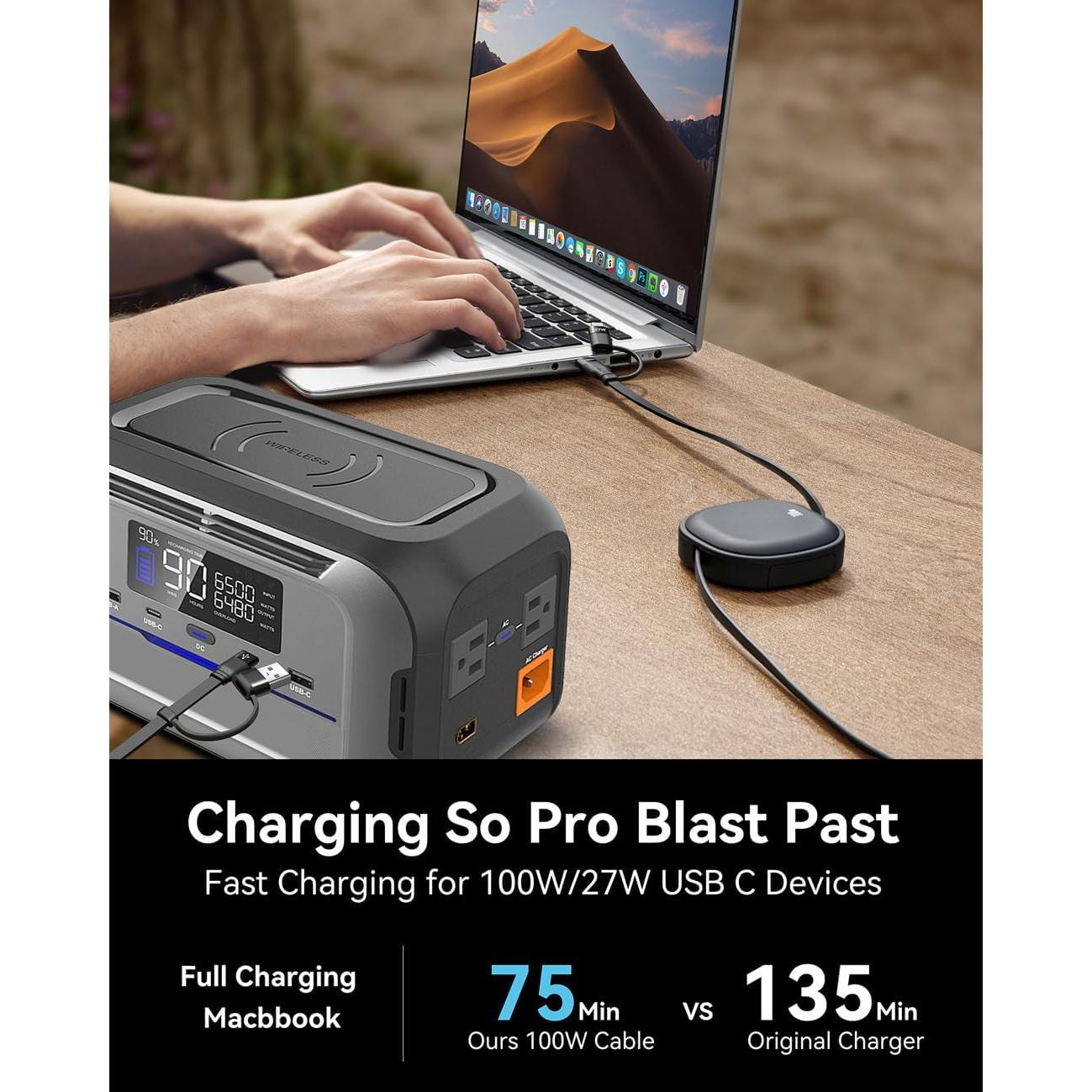 Cable USB Tipo C Retráctil 5 en 1 MINLU 100W 1.17m