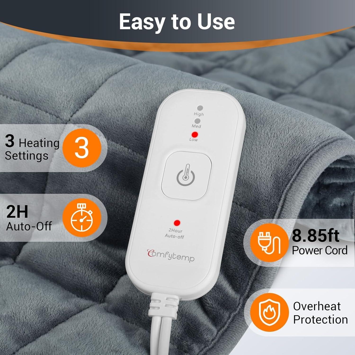 Almohadilla Térmica Eléctrica Comfytemp 43x84 cm para Alivio de Dolor