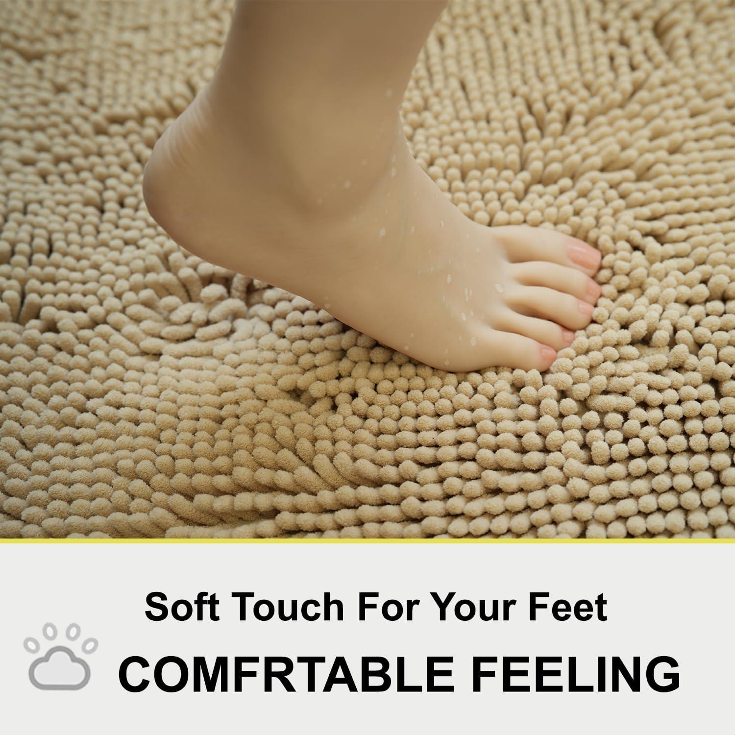 Juego de 3 Alfombrillas de Baño BOANKODU Beige Antideslizantes