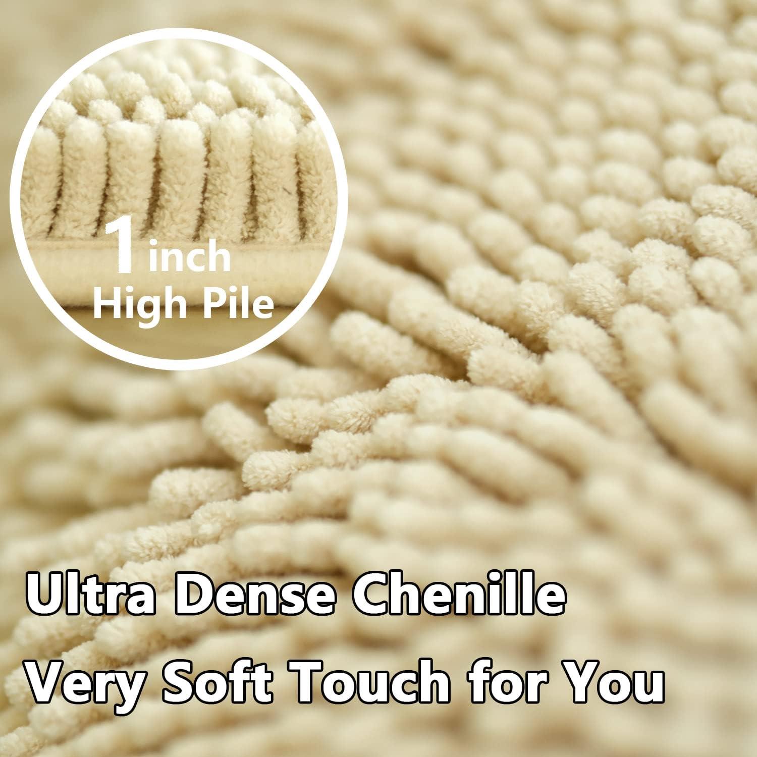 Juego de 3 Alfombrillas de Baño BOANKODU Beige Antideslizantes