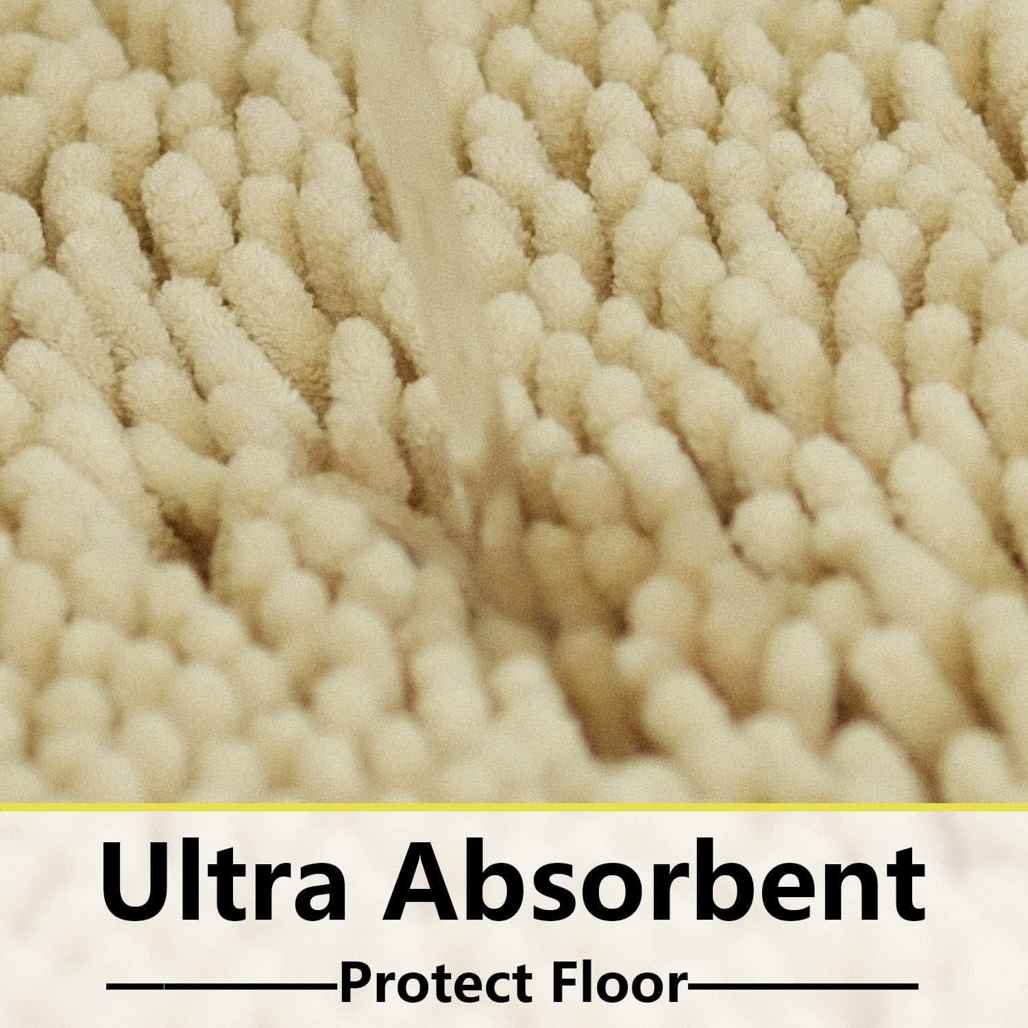 Juego de 3 Alfombrillas de Baño BOANKODU Beige Antideslizantes