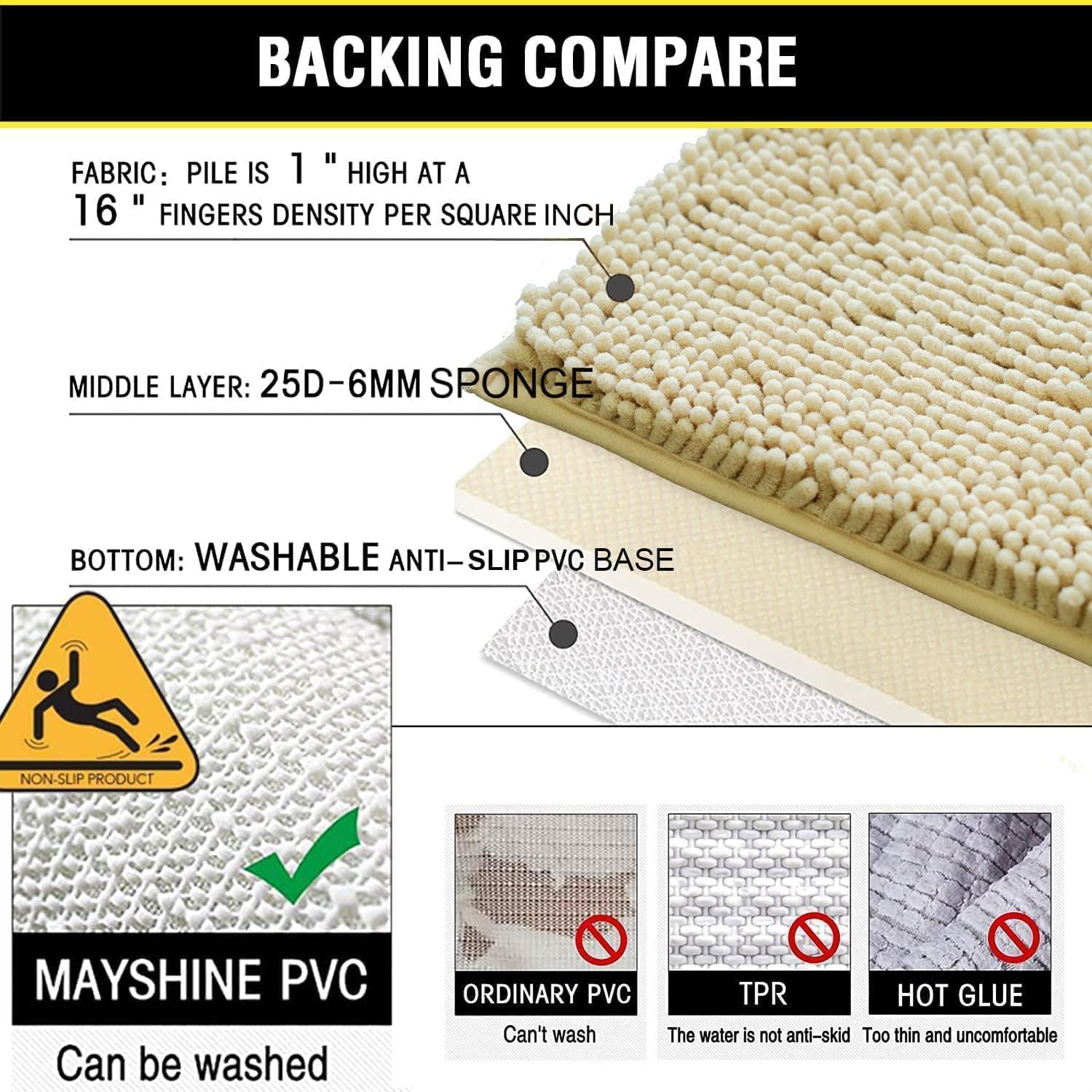 Juego de 3 Alfombrillas de Baño BOANKODU Beige Antideslizantes