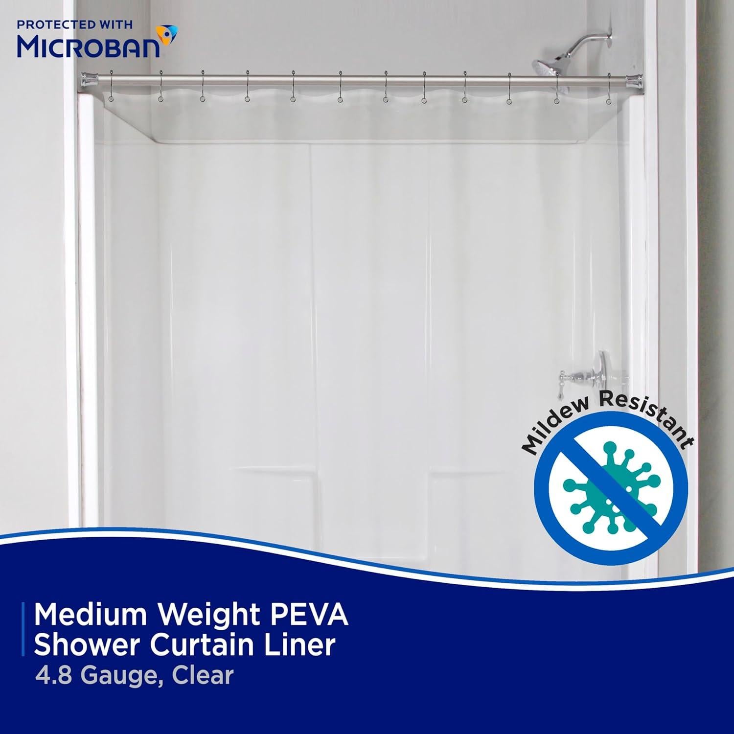 Forro de Ducha Kenney PEVA Antimicrobiano 178x183 cm Claro