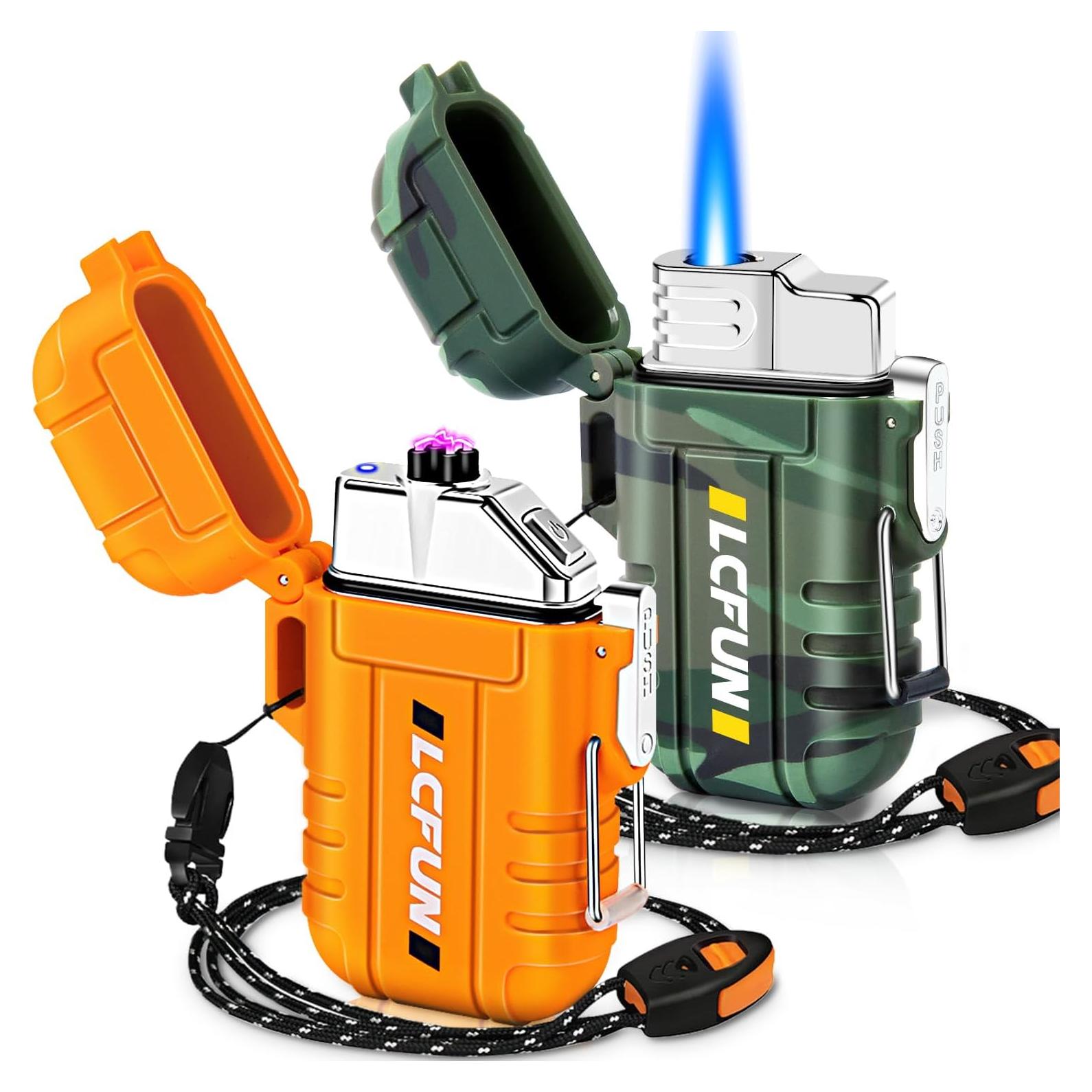 Encendedor Impermeable LcFun Doble Arco USB Butano 2 Pcs