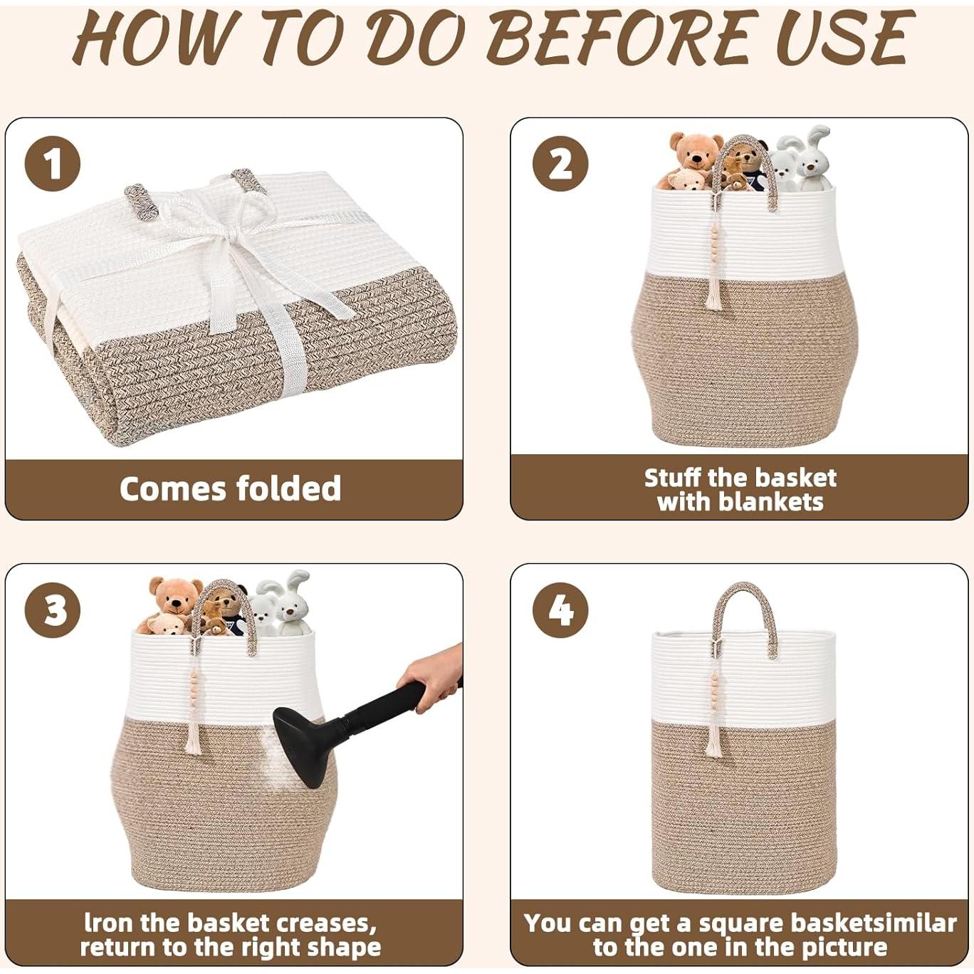 Cesta de lavandería tejida WENMER 50L color marrón boho