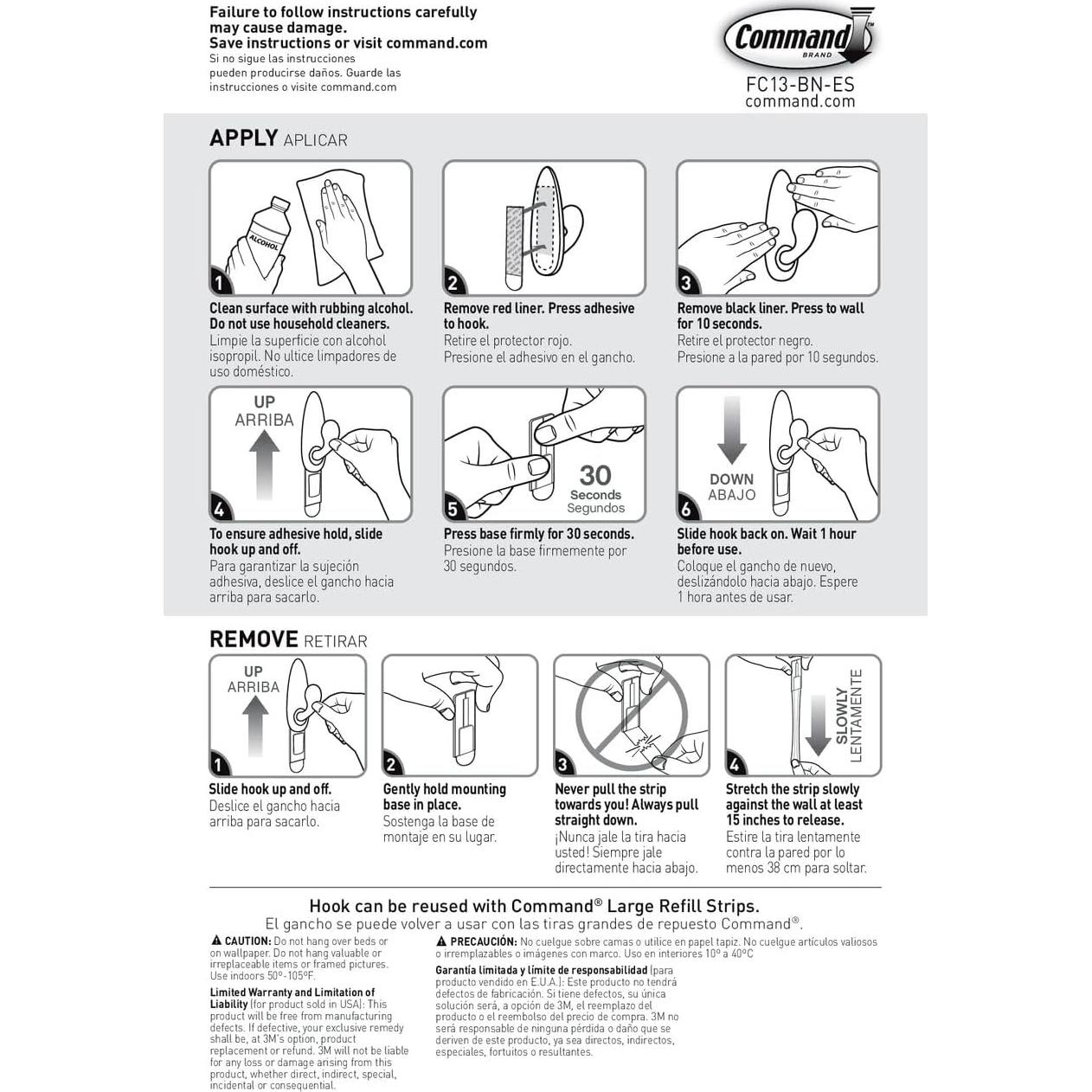 Ganchos Metálicos Grandes Command Bronce Aceitado 2 Unidades