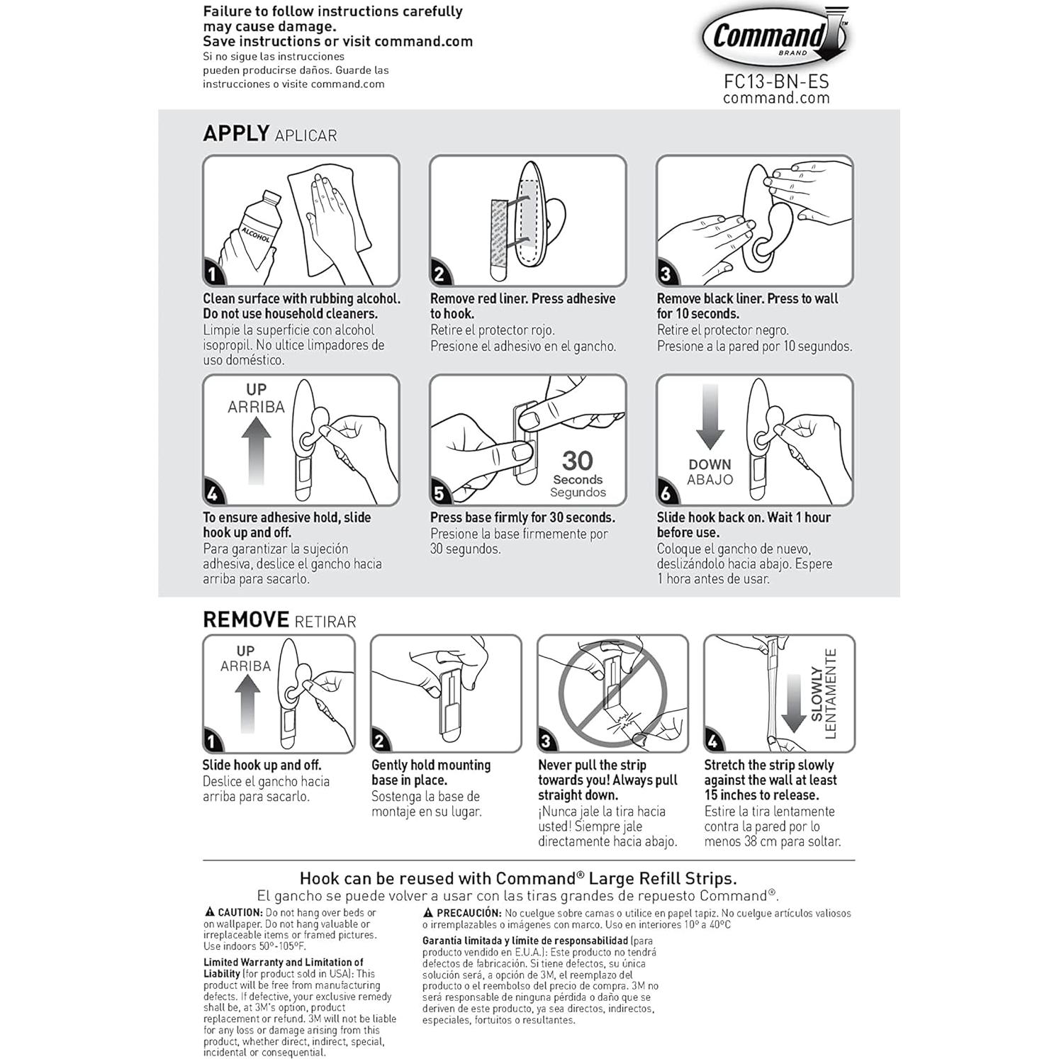 Ganchos Metálicos Grandes Command Bronce Aceitado 2 Unidades