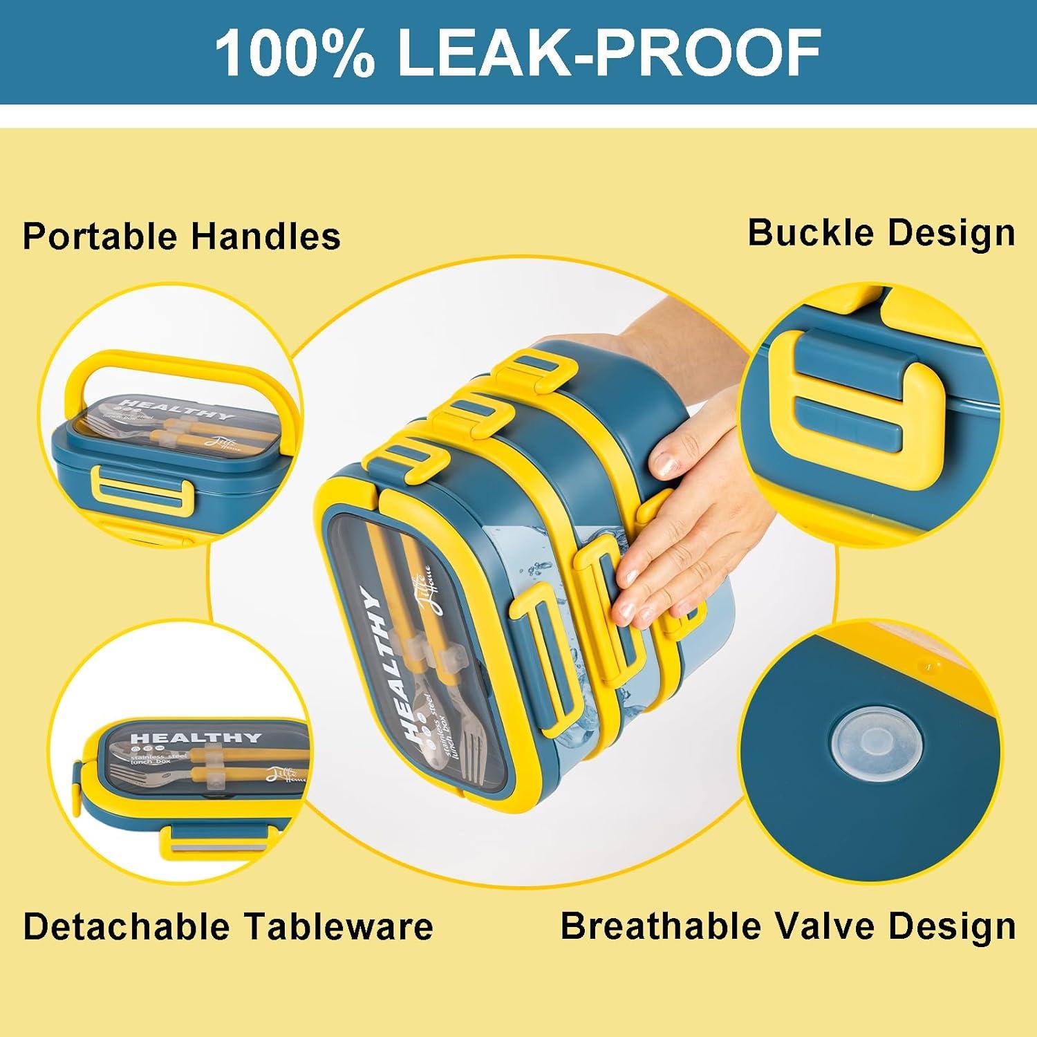 Caja de Almuerzo Lille Home Acero Inoxidable 3 Niveles 2.43L Azul