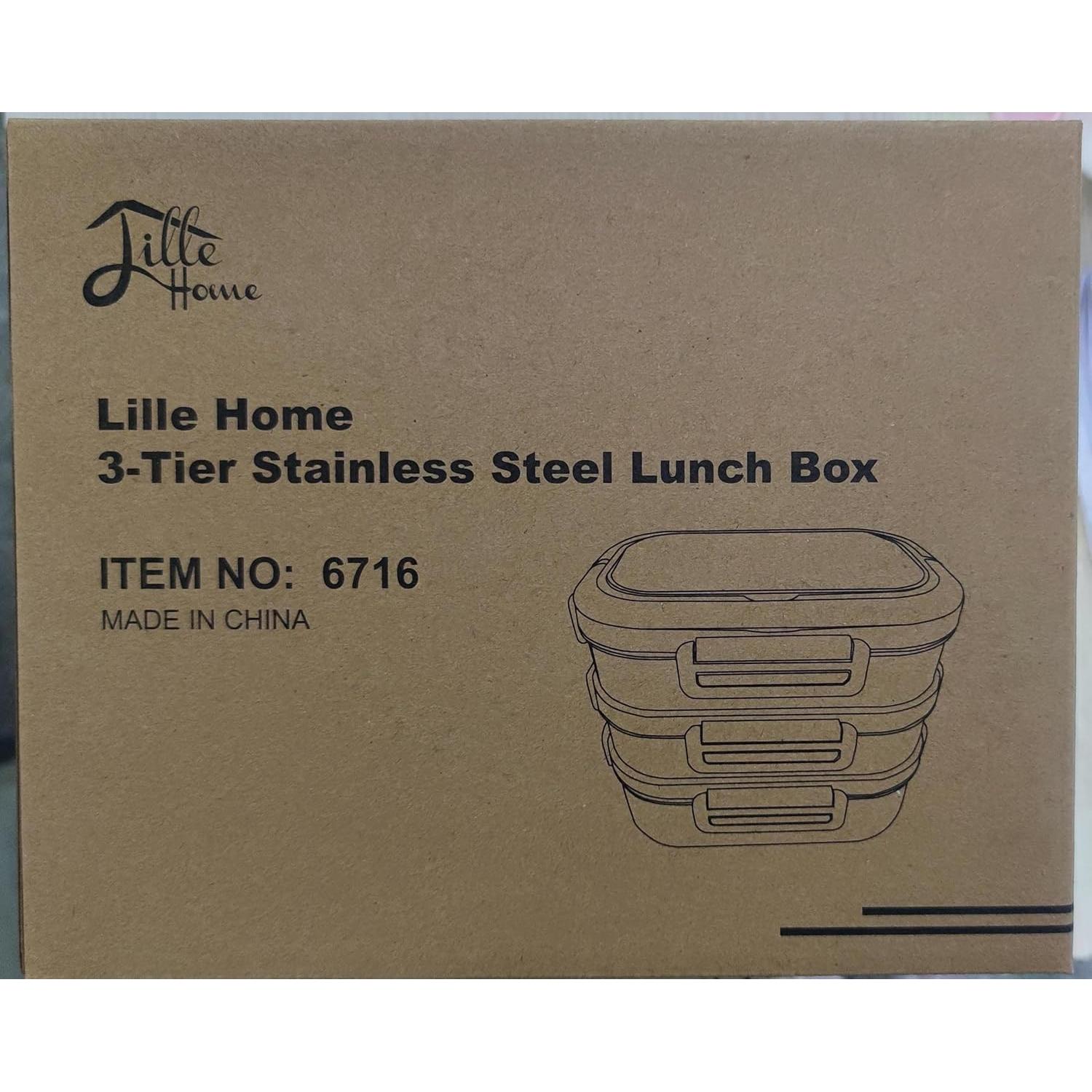 Caja de Almuerzo Lille Home Acero Inoxidable 3 Niveles 2.43L Azul