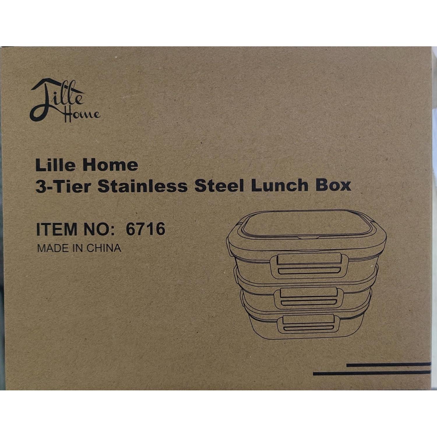 Caja de Almuerzo Lille Home Acero Inoxidable 3 Niveles 2.43L Azul