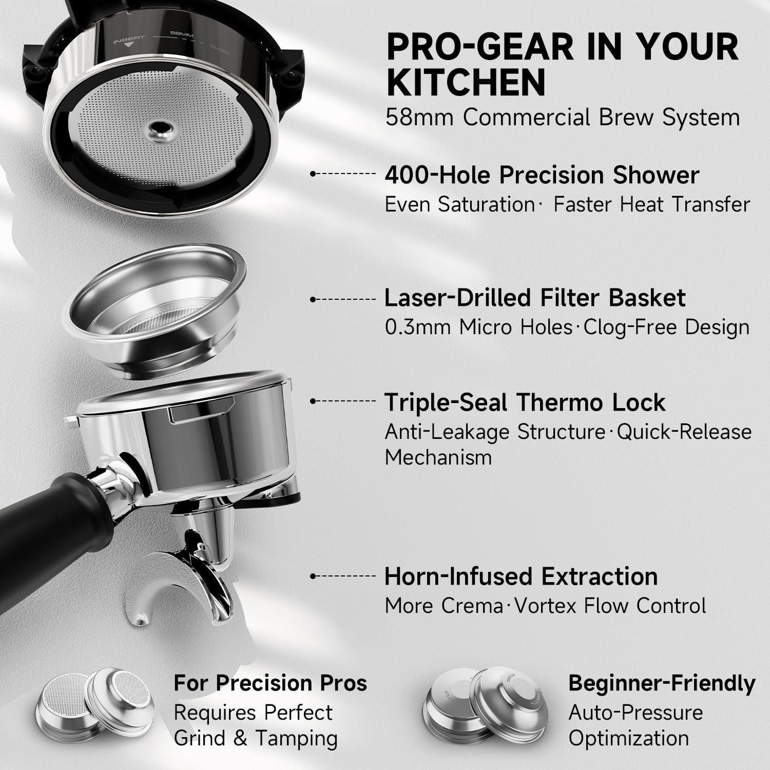 Máquina de Espresso LumosBari con Molinillo y Espumador 20 Bar