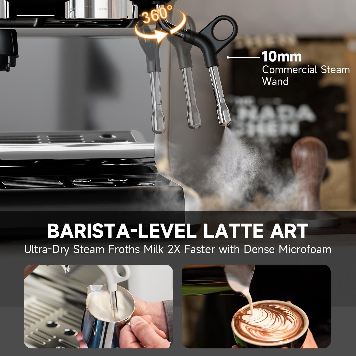 Máquina de Espresso LumosBari con Molinillo y Espumador 20 Bar