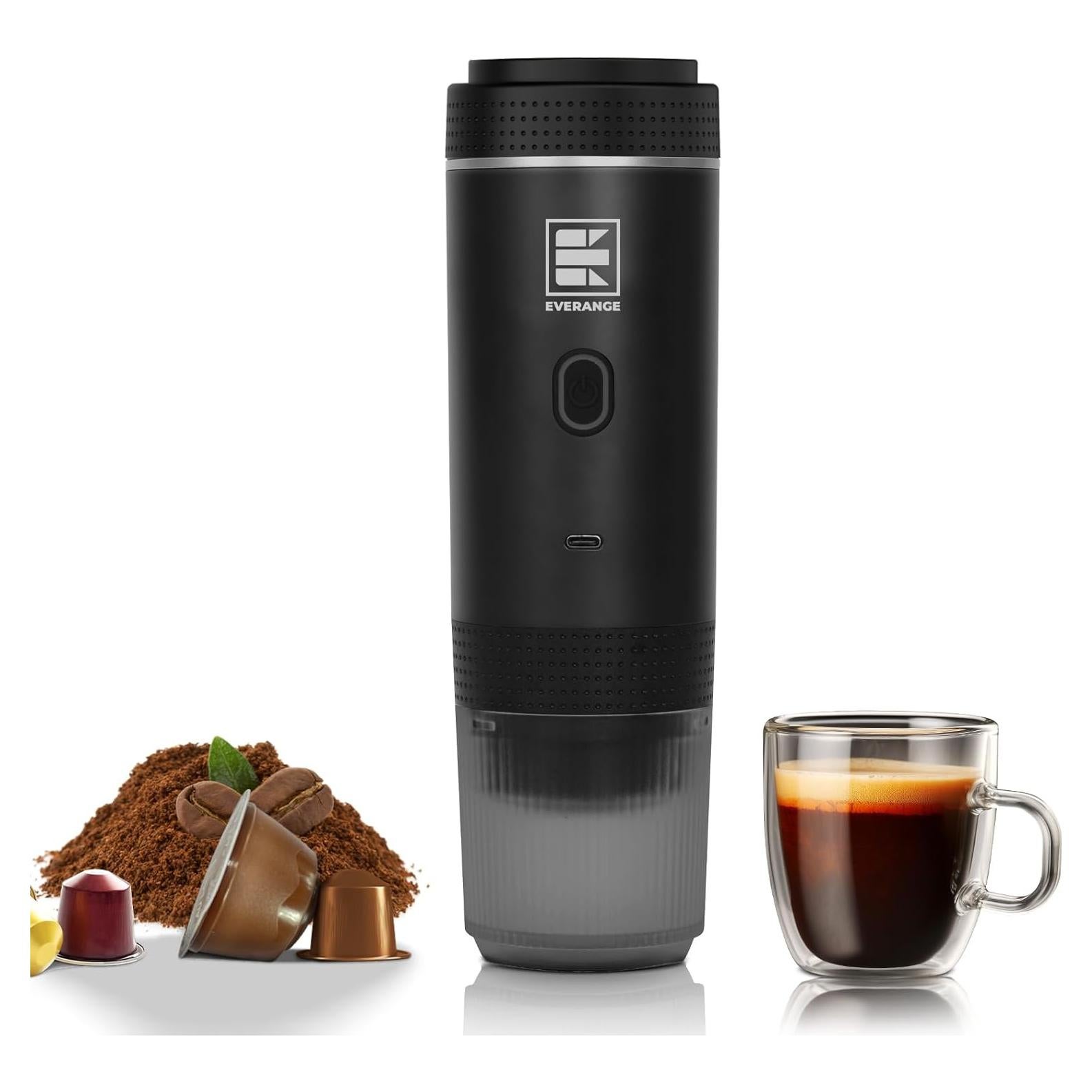 Cafetera de Espresso Portátil EVERANGE Negra 5V Automática