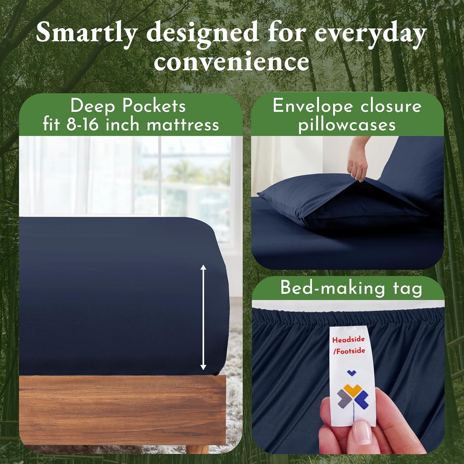 Sábanas de Rayón de Bambú California Design Den Cal King Azul