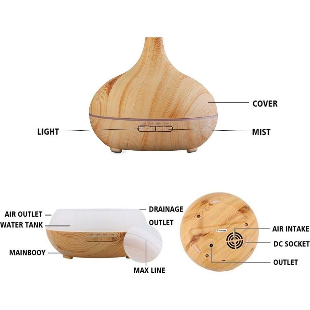 Difusor de Aceite Esencial JoySusie 500ml Madera Marrón