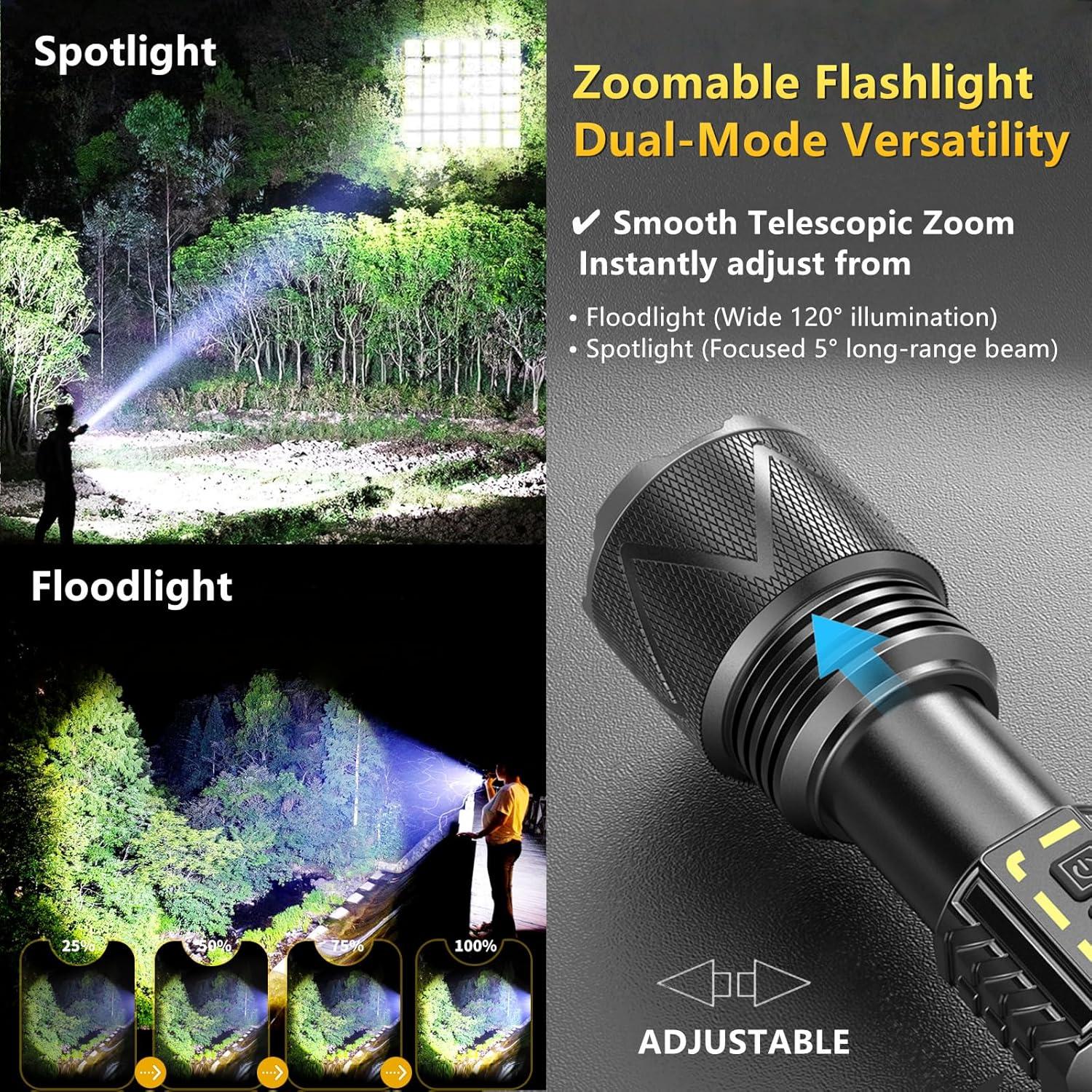 Linterna Recargable AKISONG X928 10,000 Lúmenes USB-C Impermeable