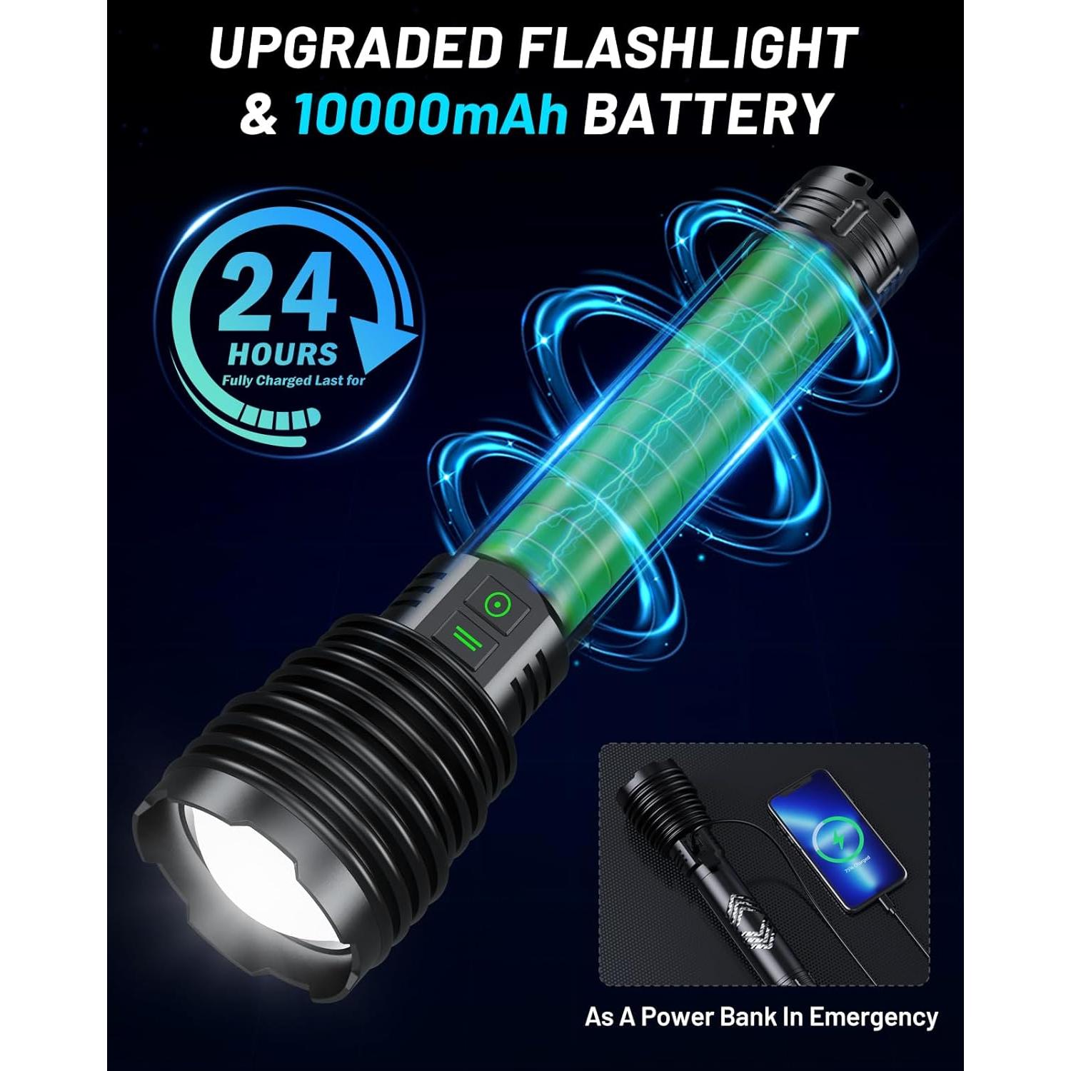 Linterna Recargable Amzyigou 600000 Lúmenes 10000mAh IP67