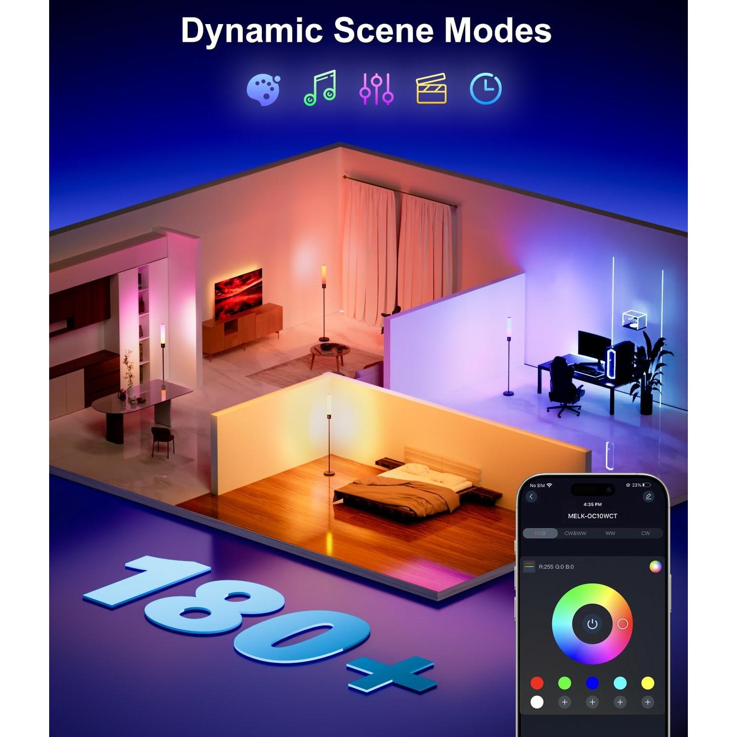 Lámpara de Pie Inteligente Luckystyle HX-828 RGBICW 1500LM