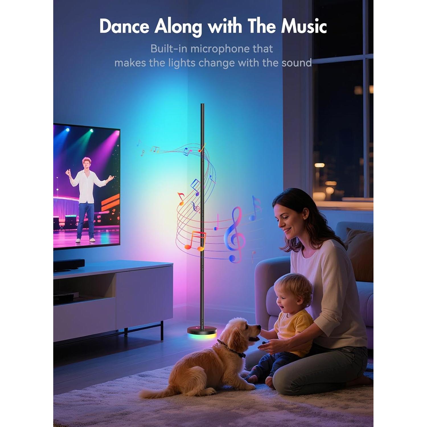 Lámpara de Pie LED RGBICW 1300lm Giant - Control Remoto, App