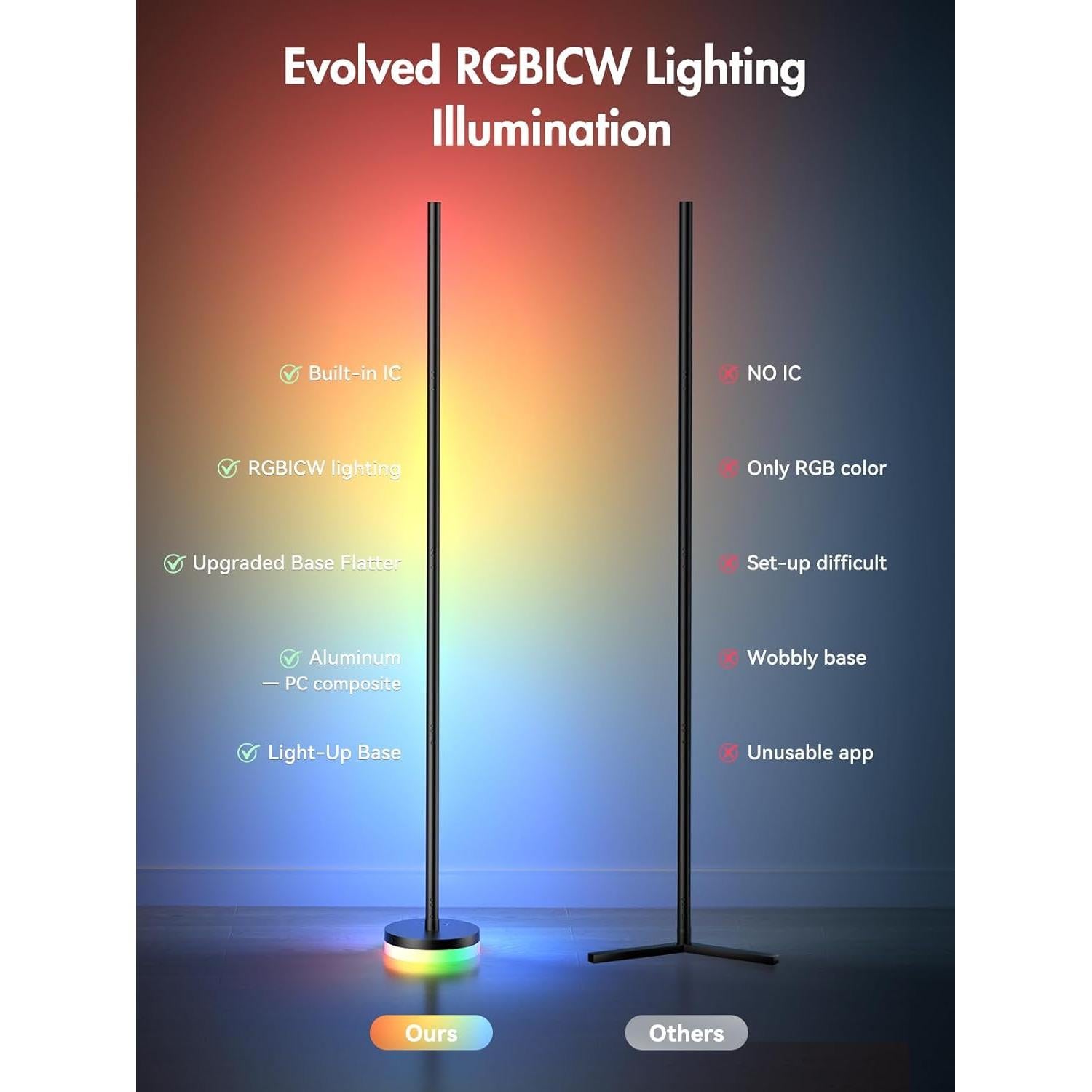 Lámpara de Pie LED RGBICW 1300lm Giant - Control Remoto, App