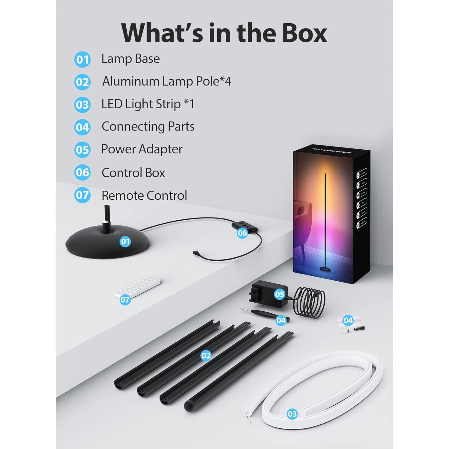 Lámpara de Pie LED RGB Inteligente Vexinat HC601 138 cm