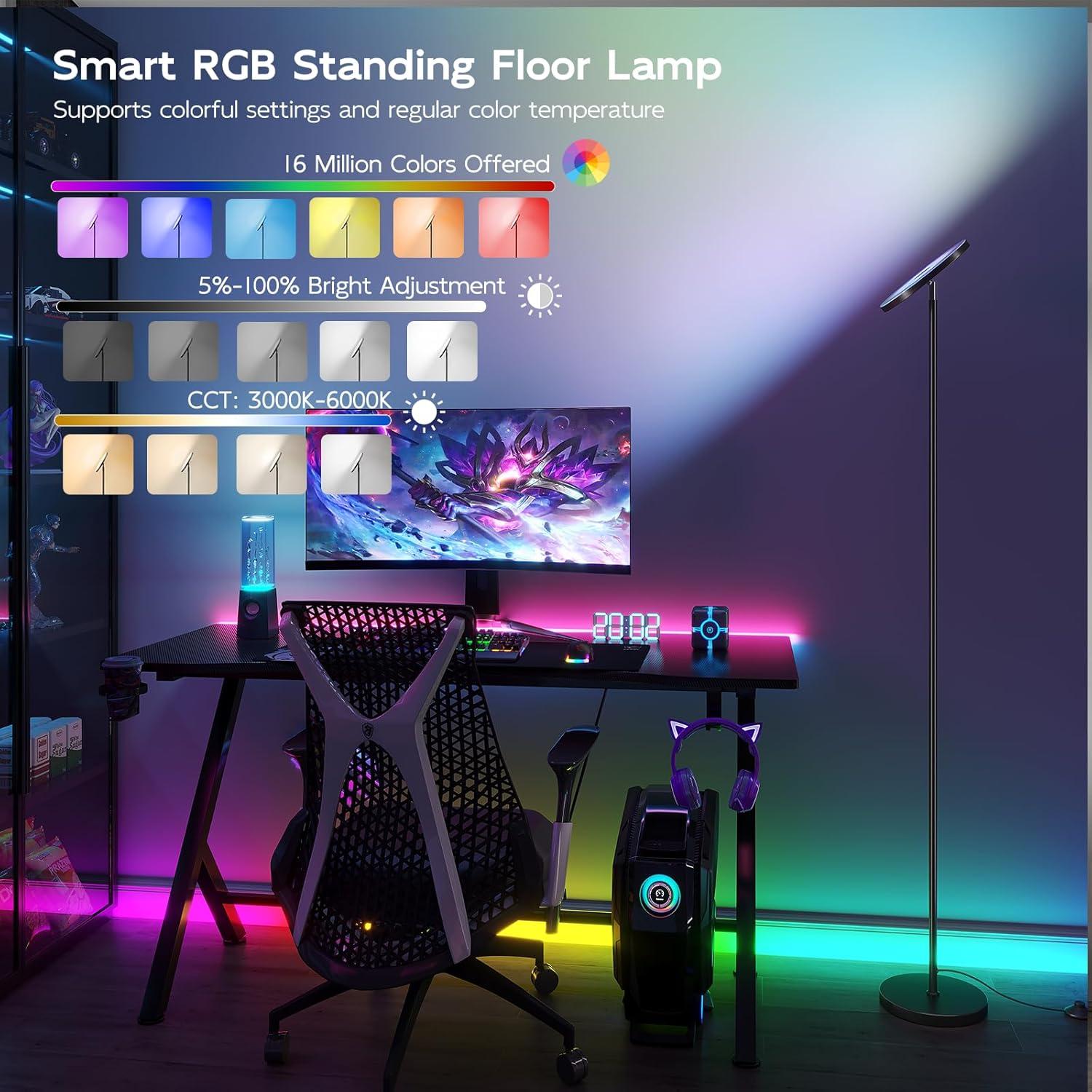 Lámpara de Piso LED Inteligente SUNMORY RGB 32W Control Remoto