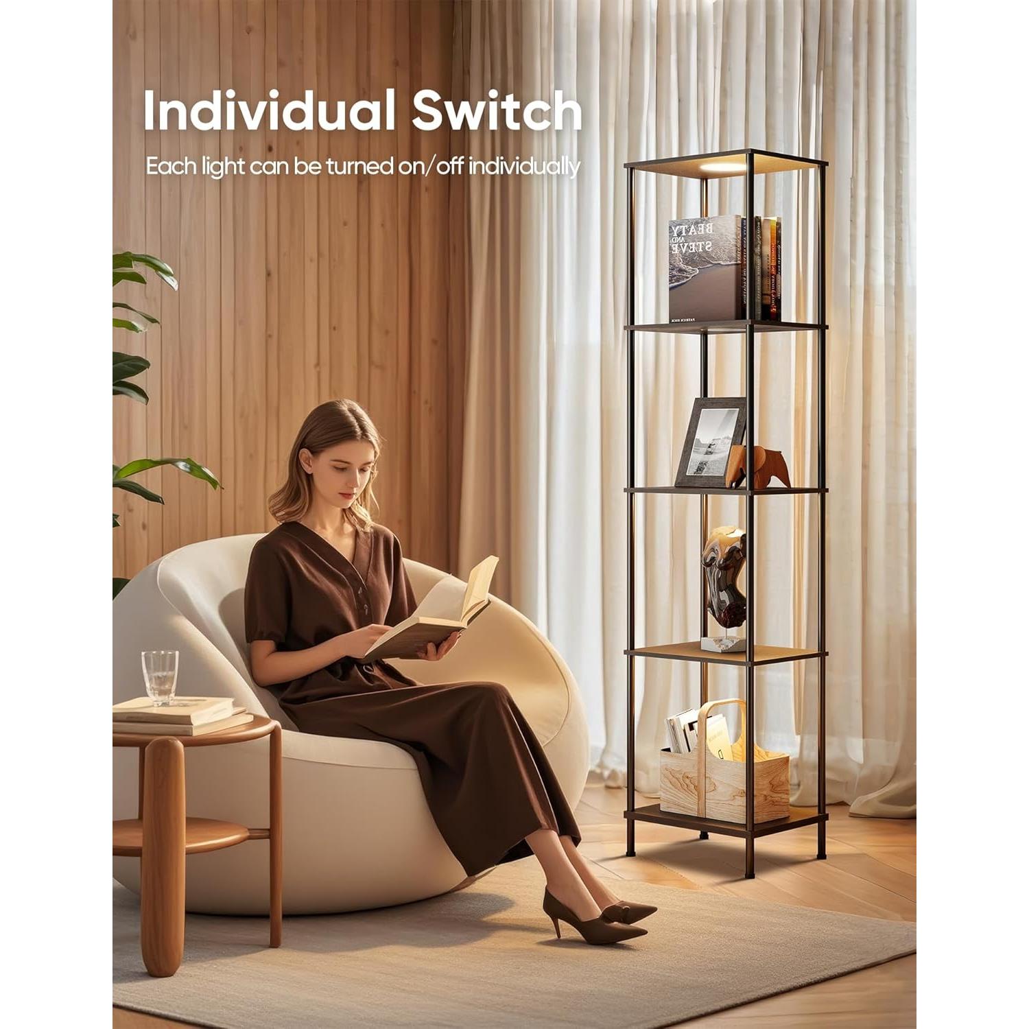 Estante de exhibición con luz RGBW PARTPHONER negro 165cm